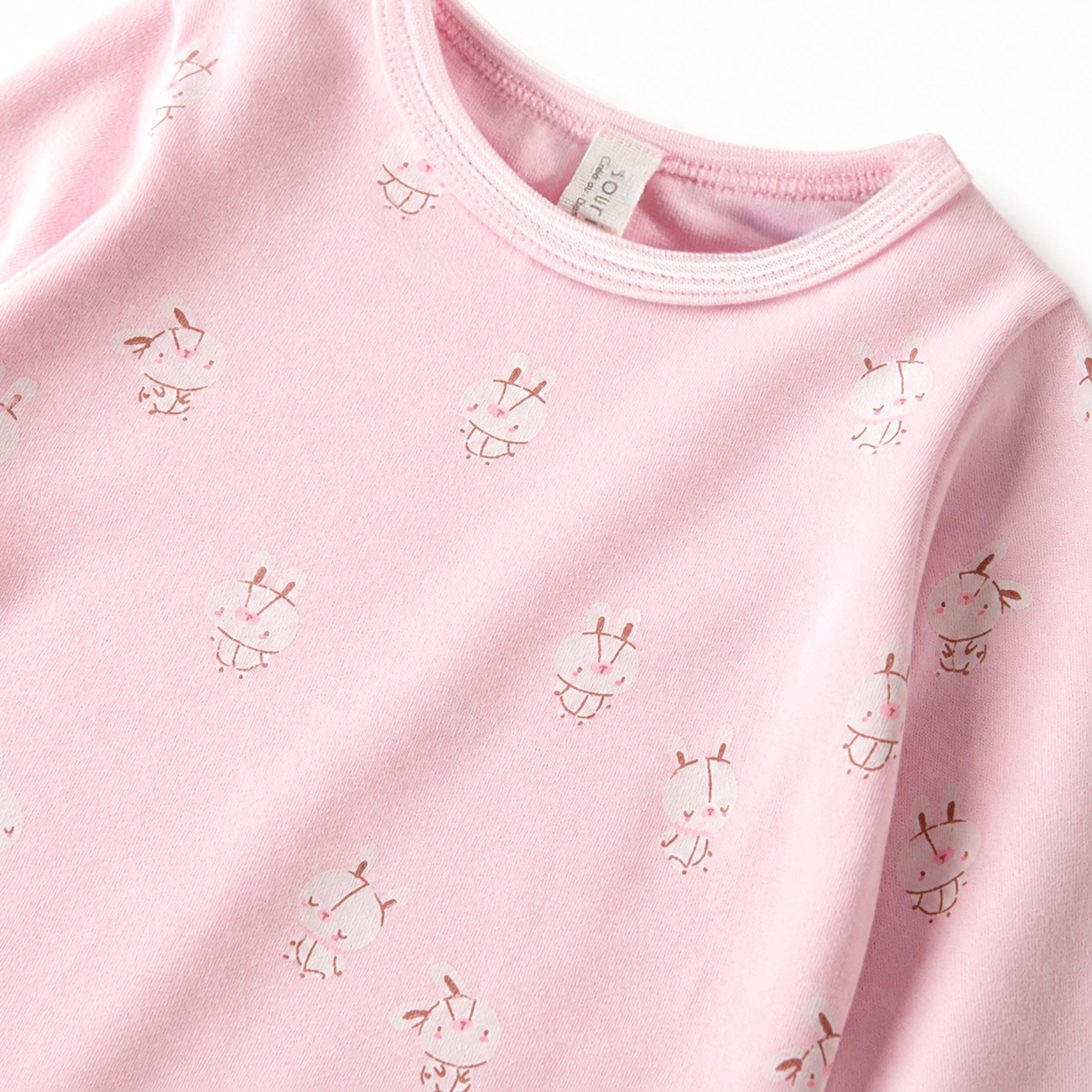 Pink bunny print bodysuit, baby