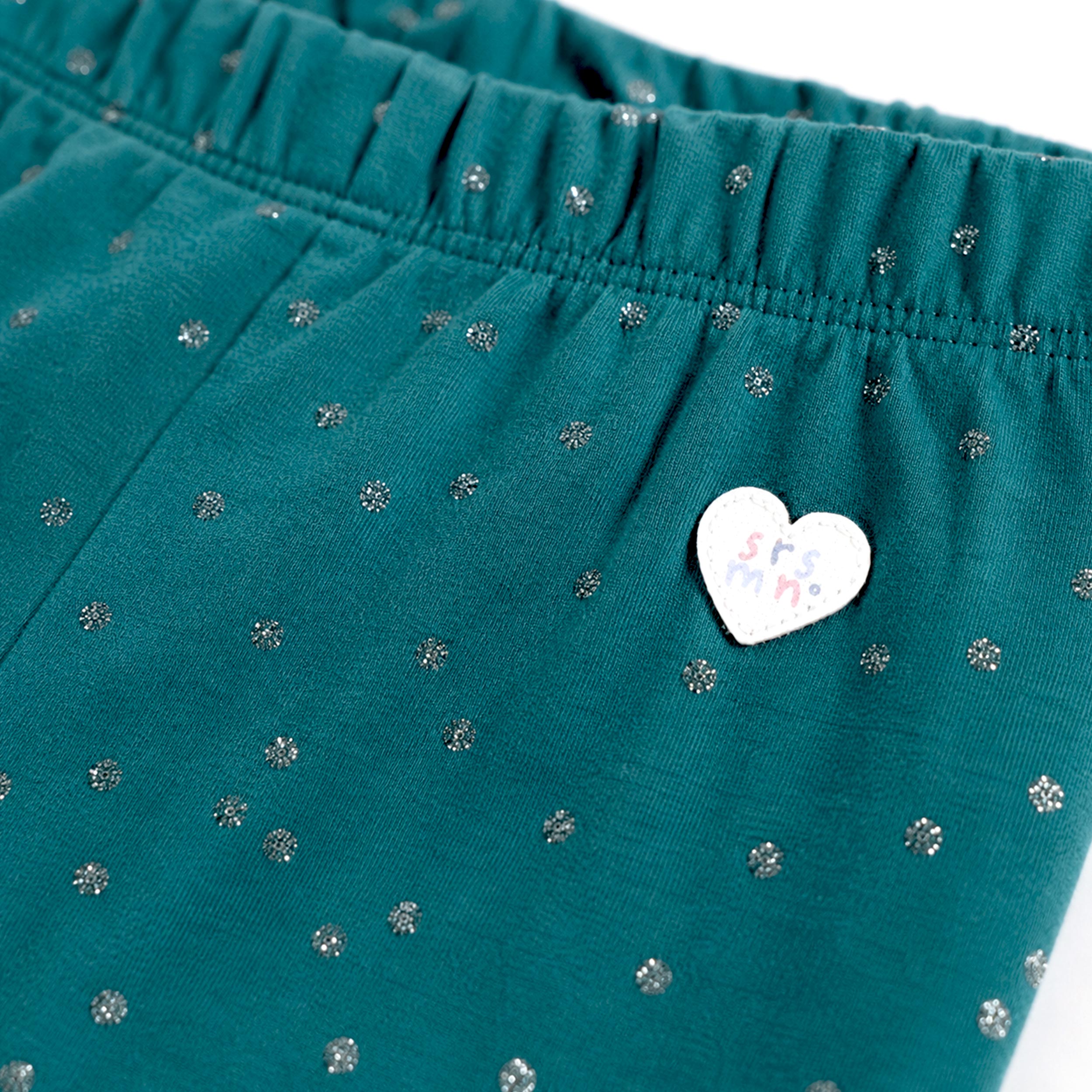 Shiny petrol blue leggings, child