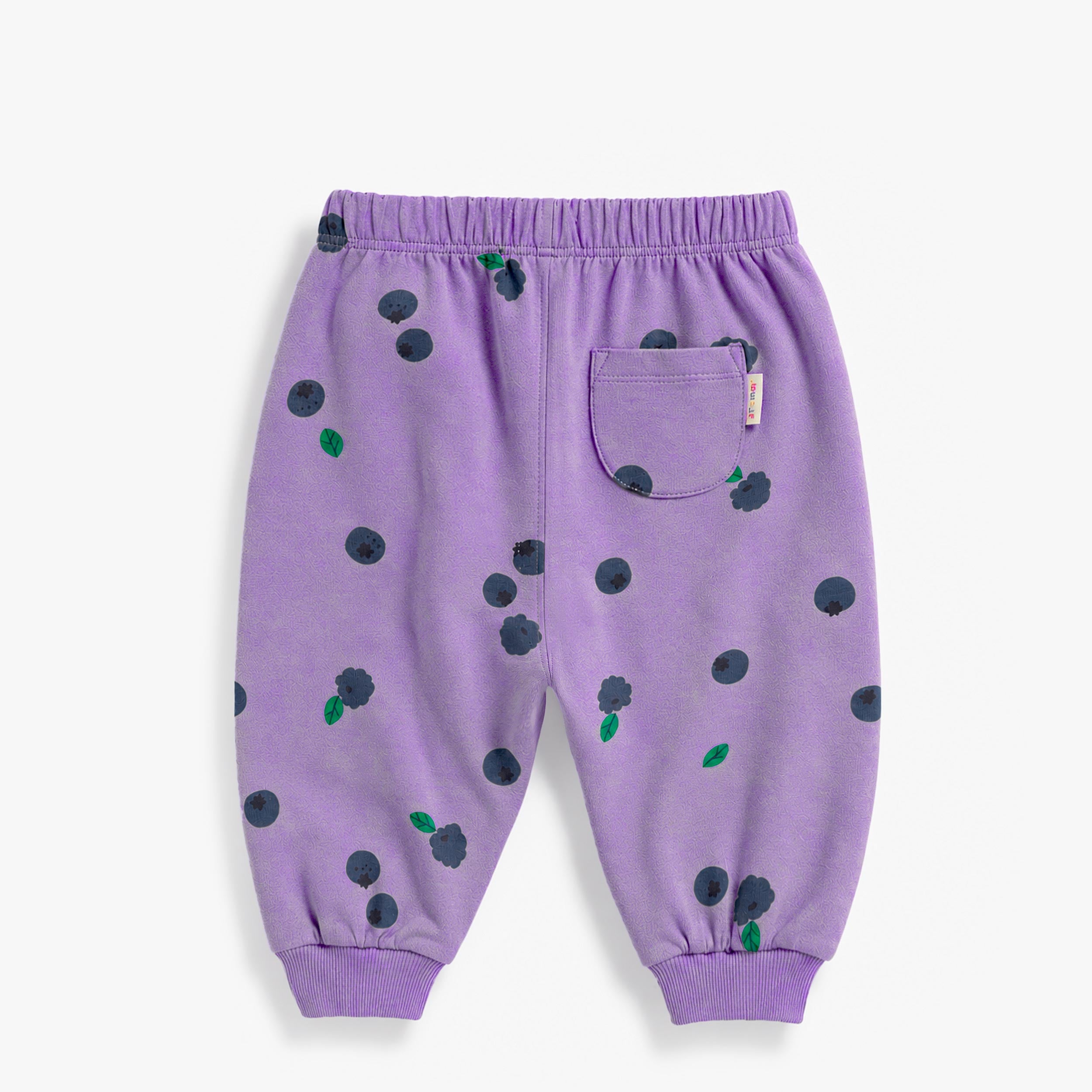 Purple pants with blueberry print, baby