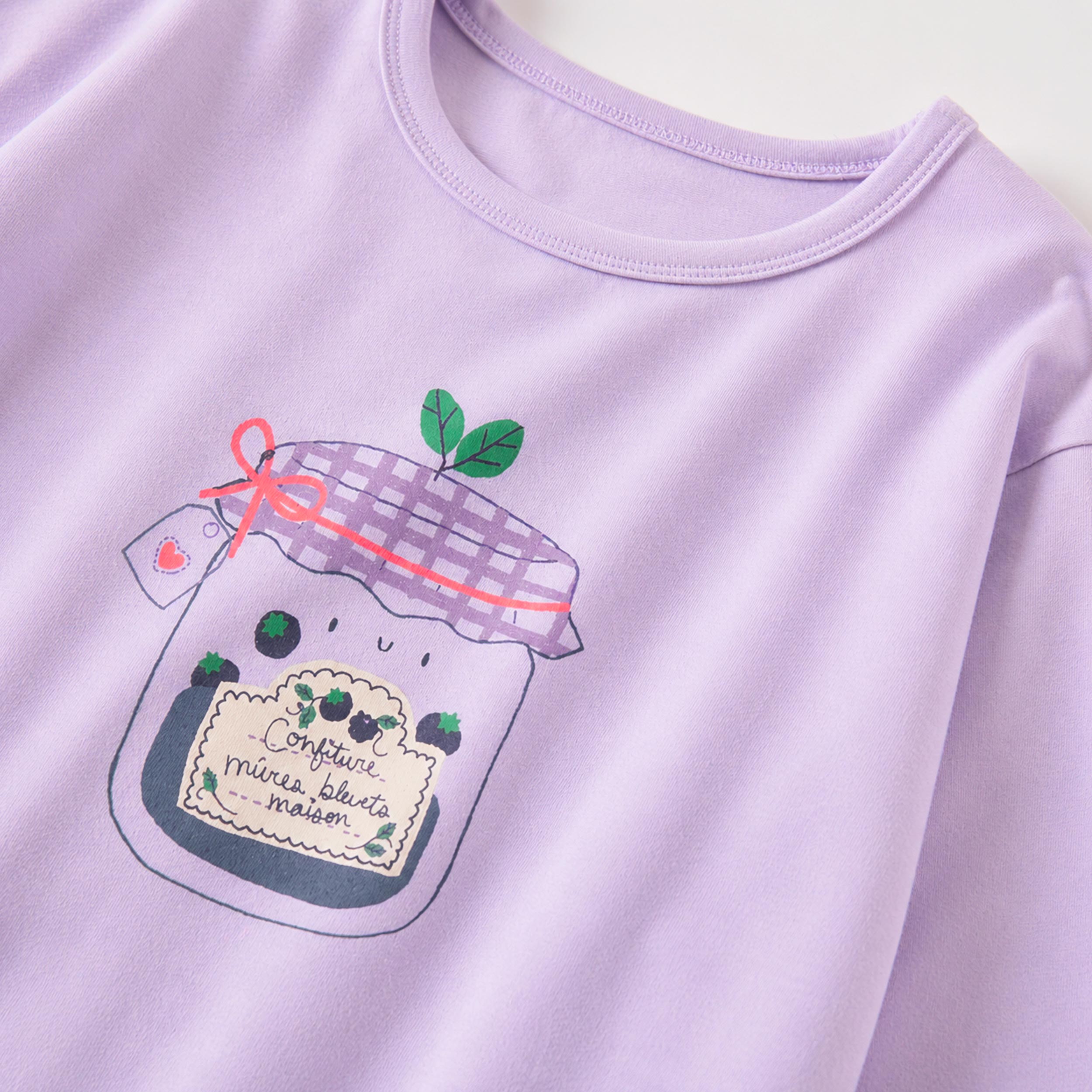 T-shirt mauve avec illustration, enfant