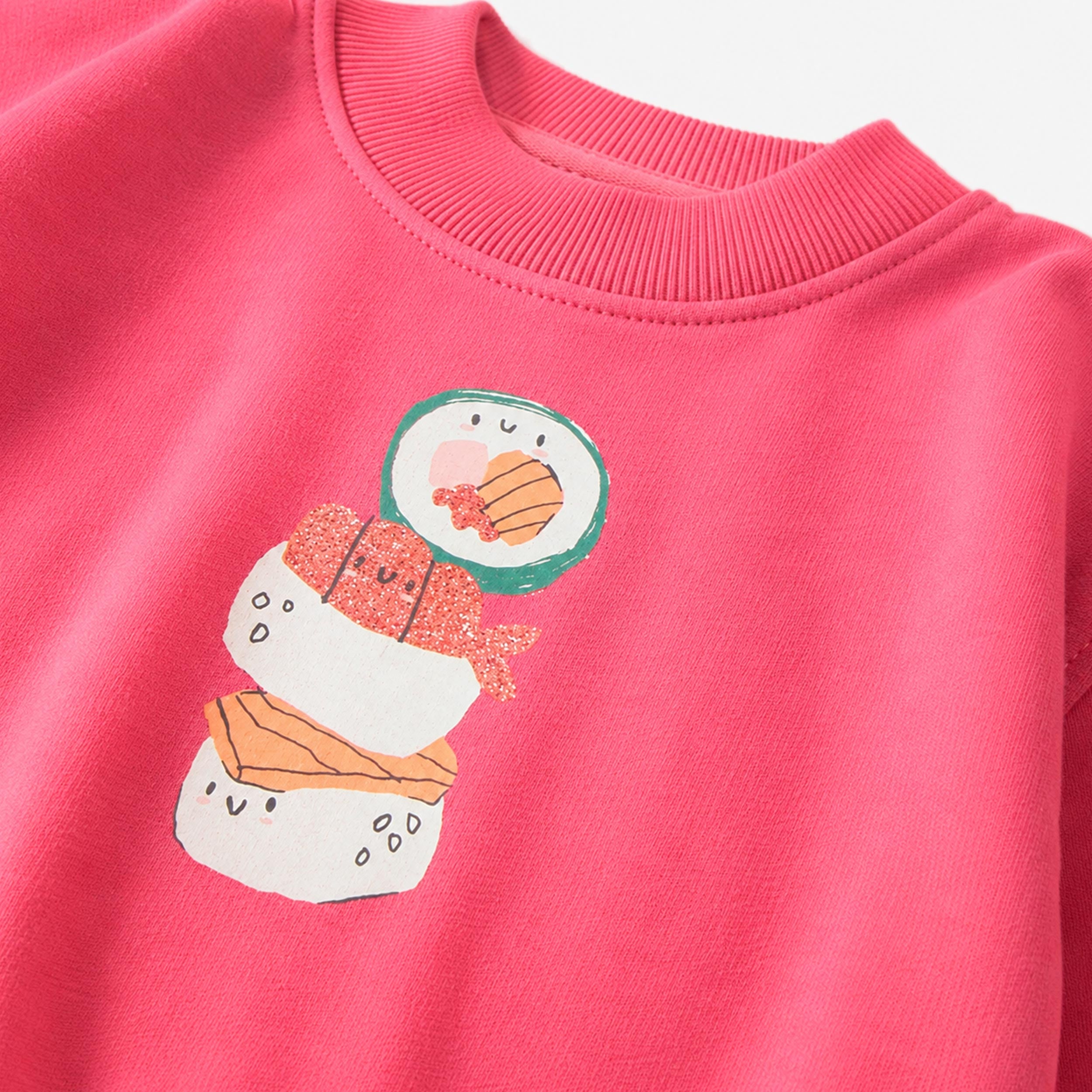 Pink sweatshirt with sushi illustration, baby
