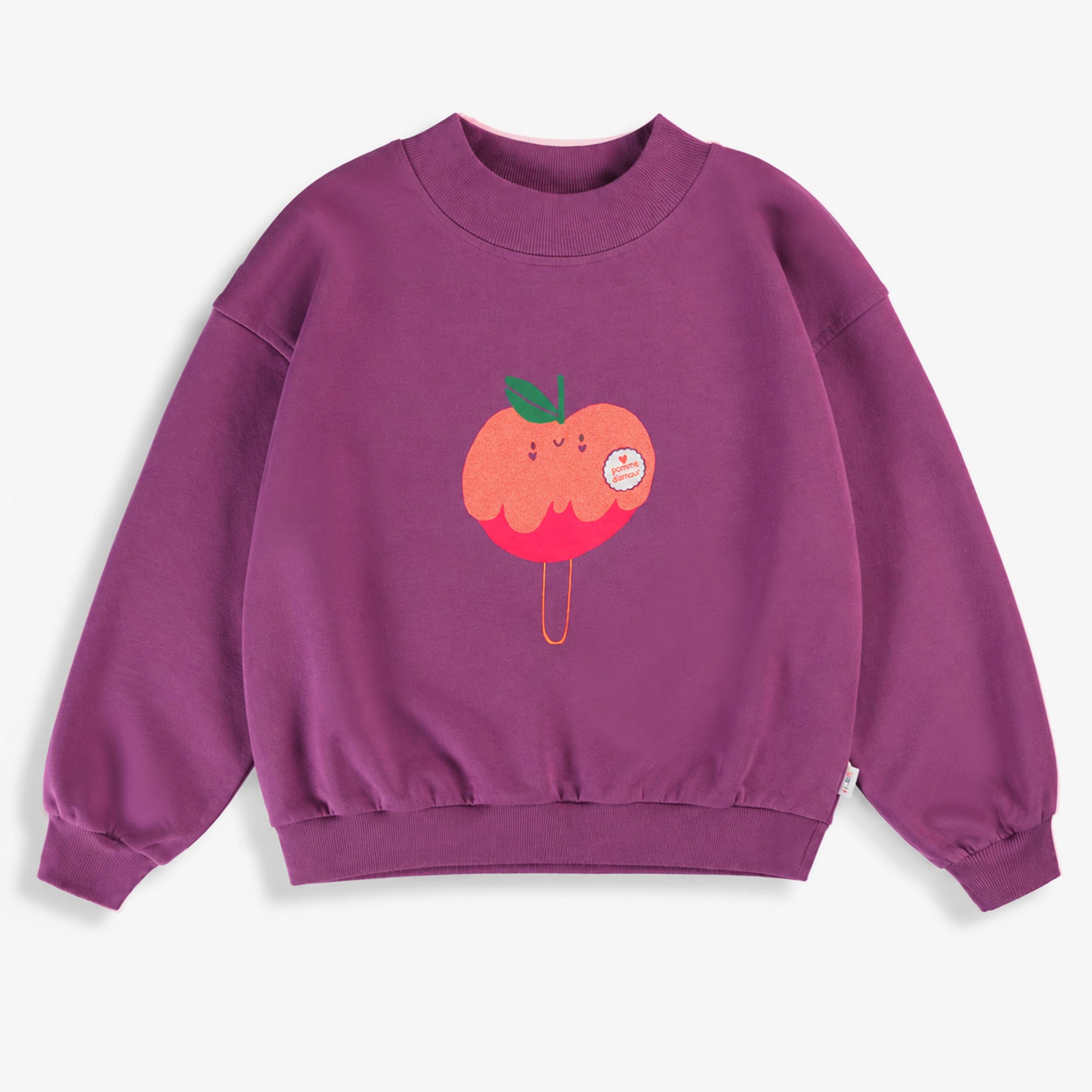 Chandail mauve foncé avec illustration , enfant