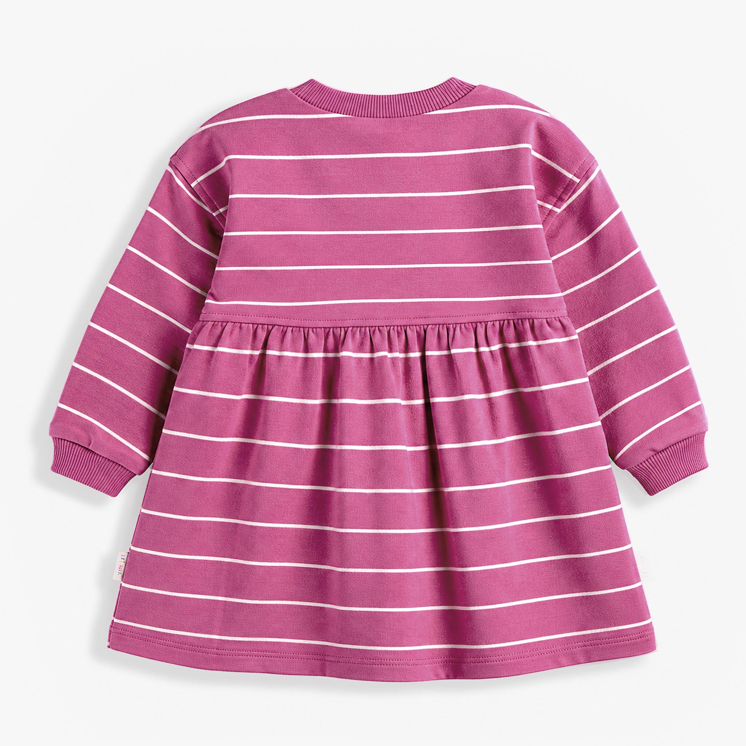 Robe rose  à rayures en coton français, bébé