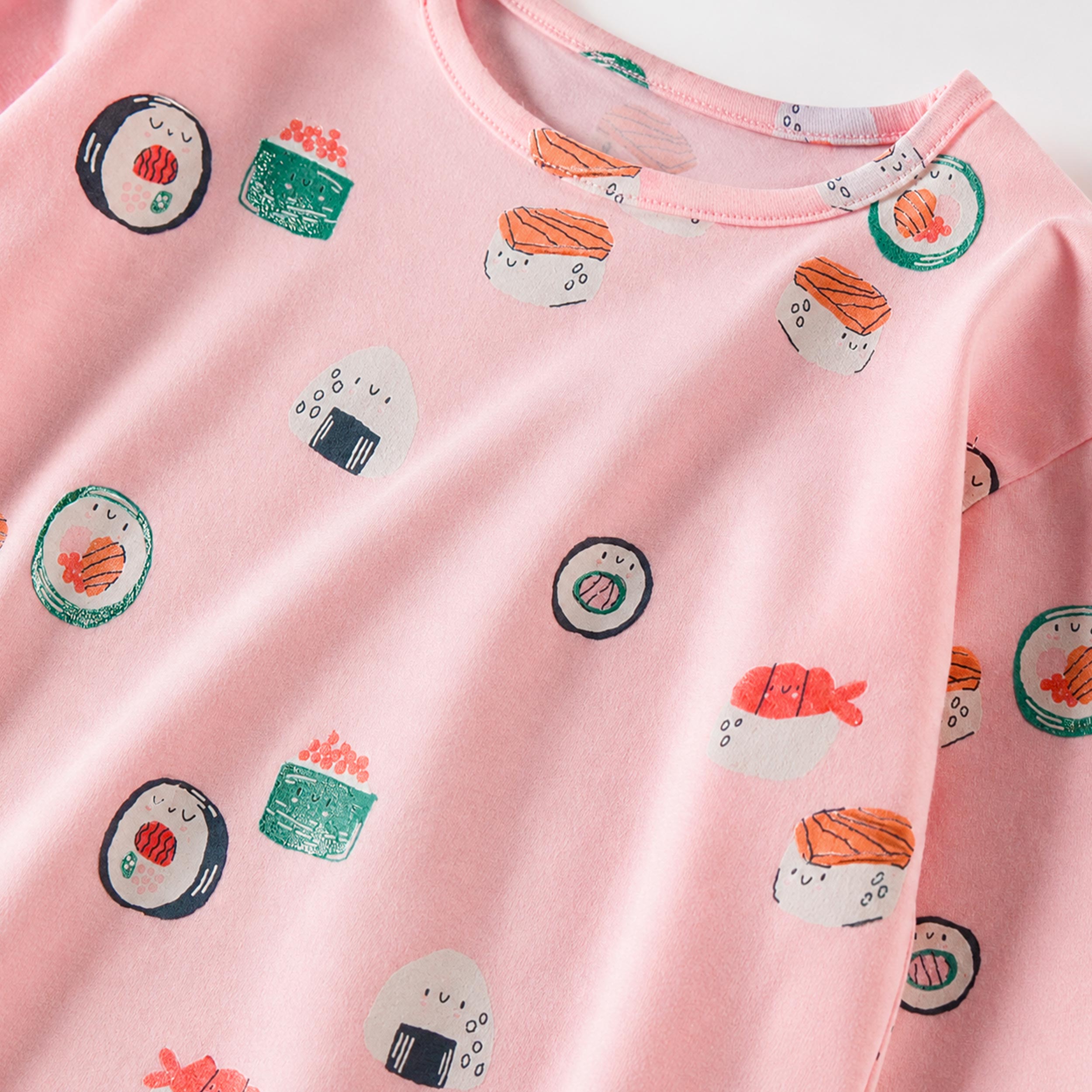 T-shirt rose à imprimé de sushis, enfant