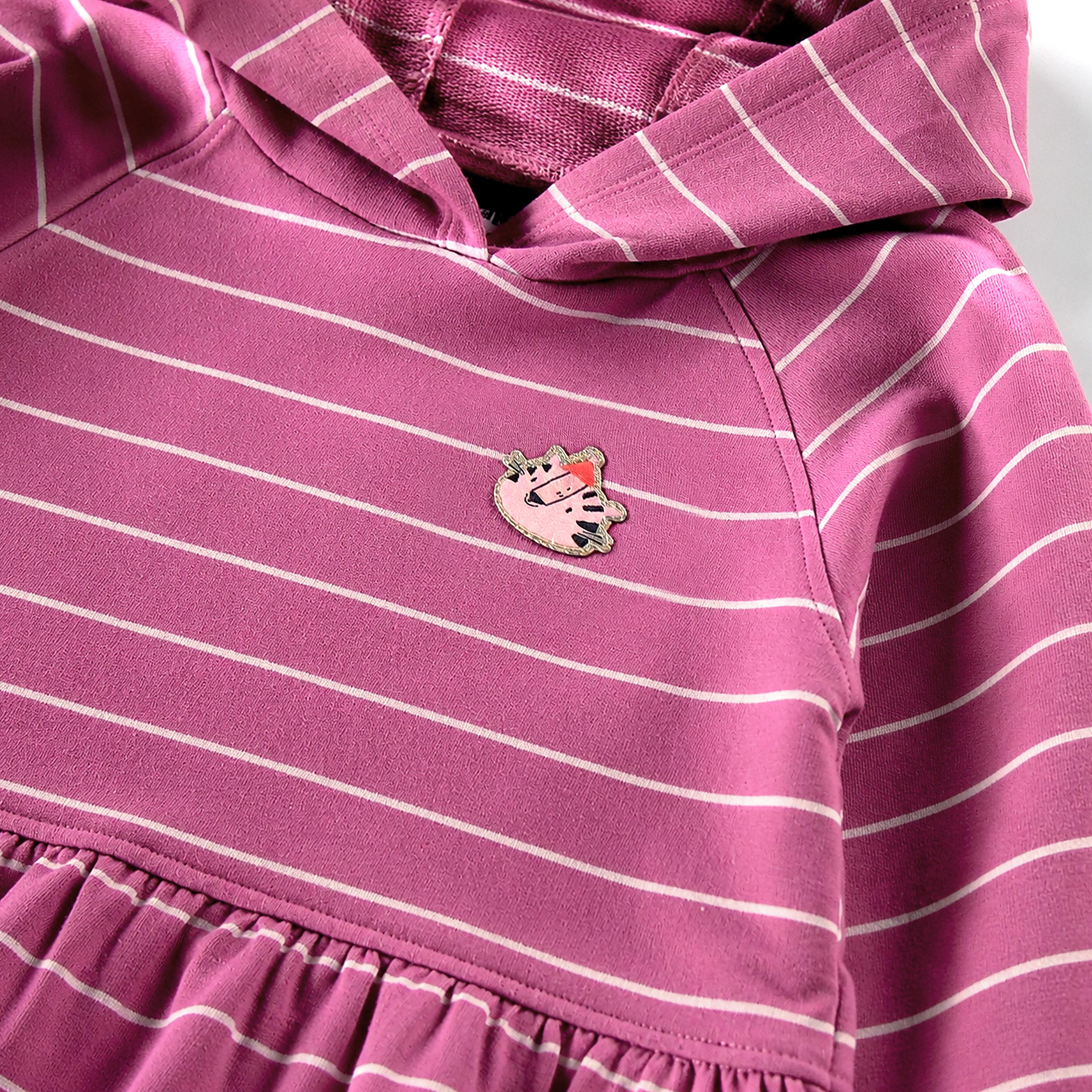 Robe à capuchon rose à rayures, enfant