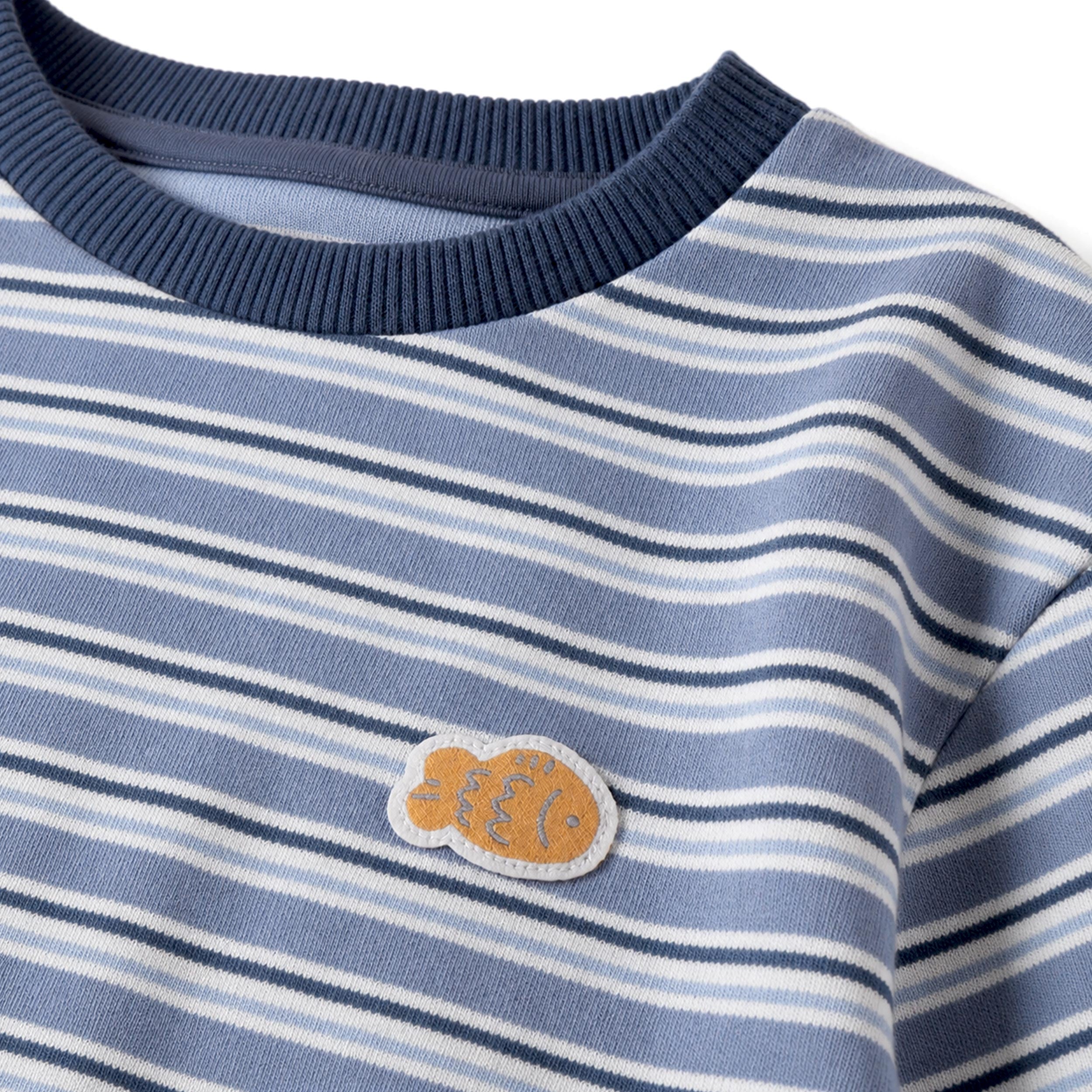 T-shirt rayé bleu et crème, bébé