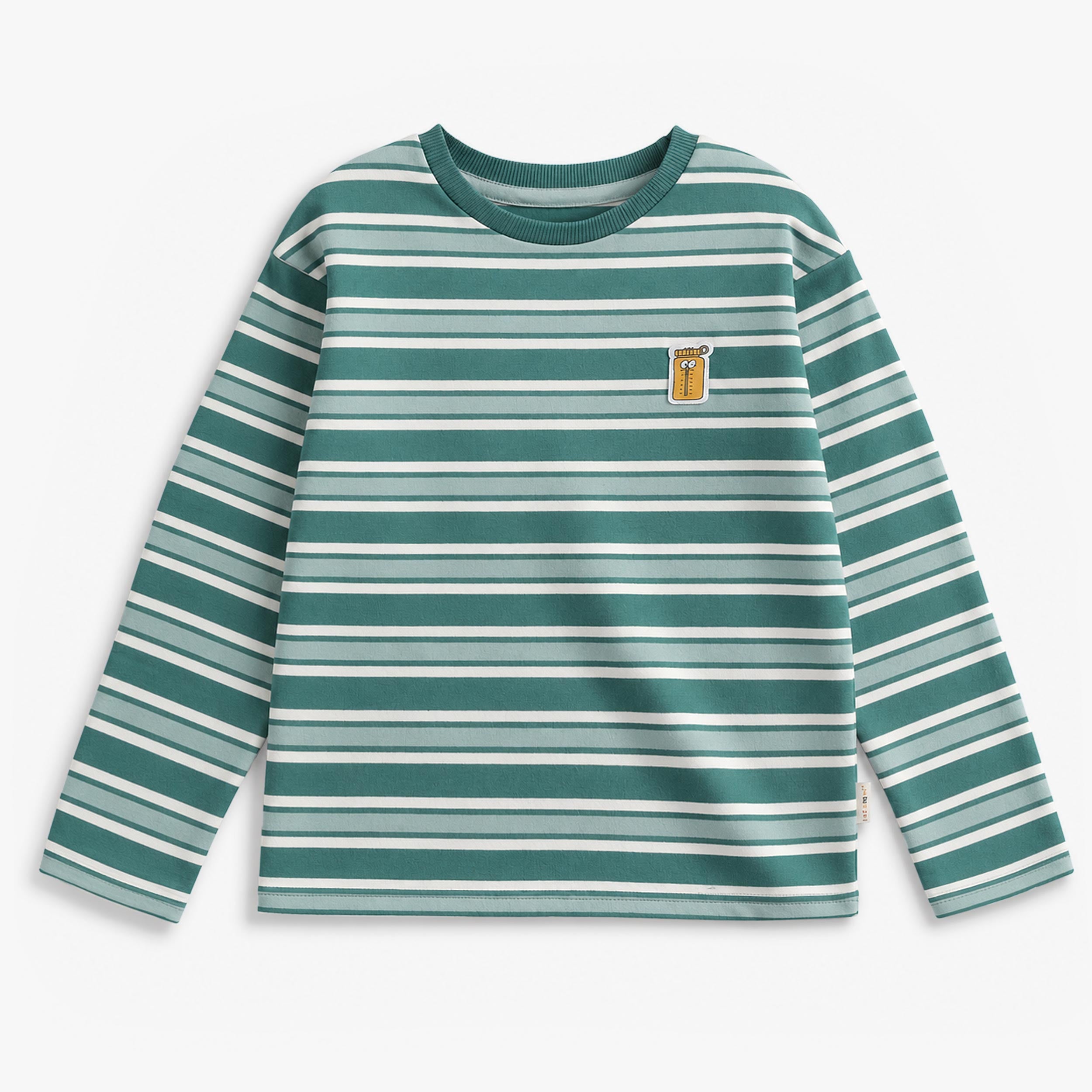T-shirt rayé vert et crème, enfant