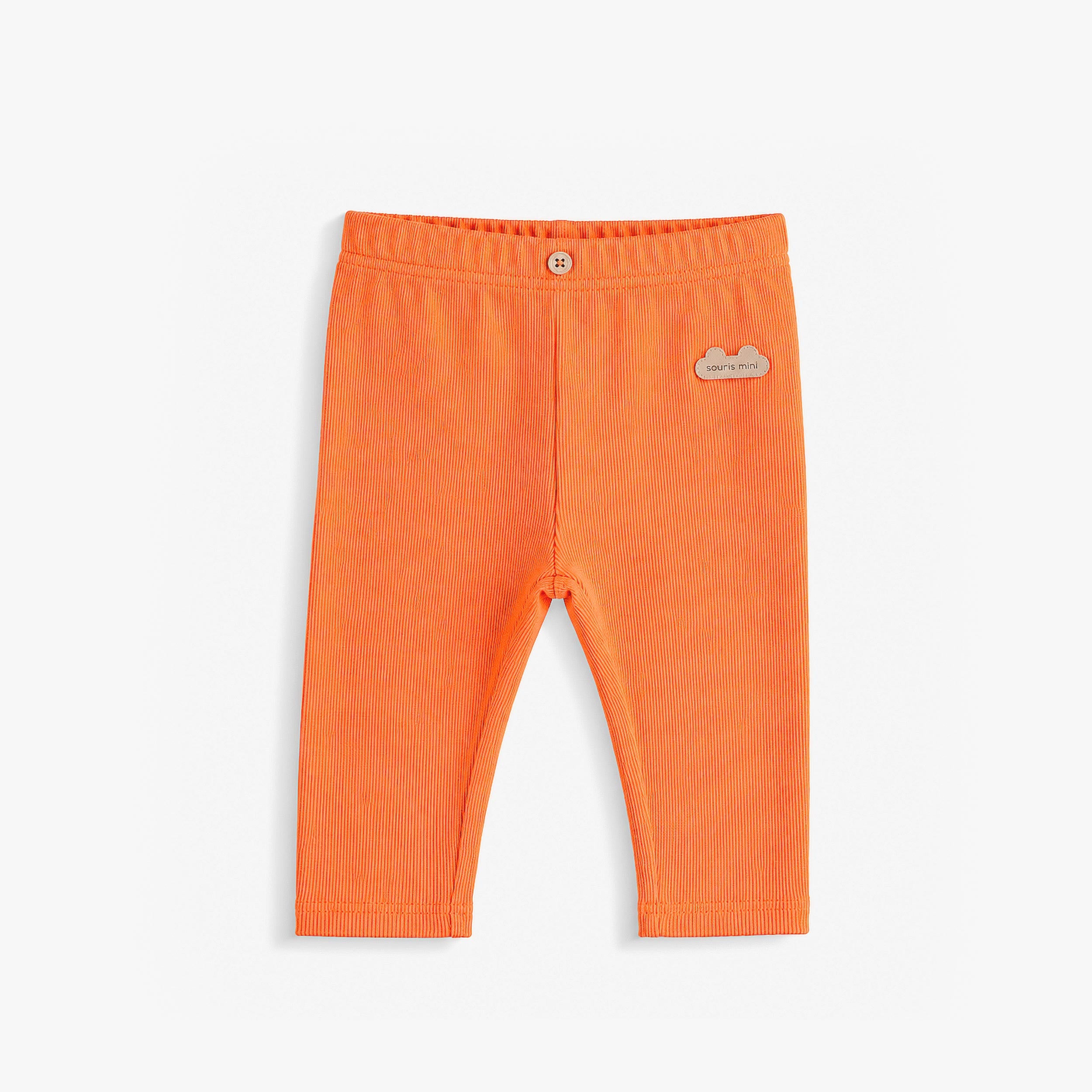 Legging côtelé corail orangé, layette