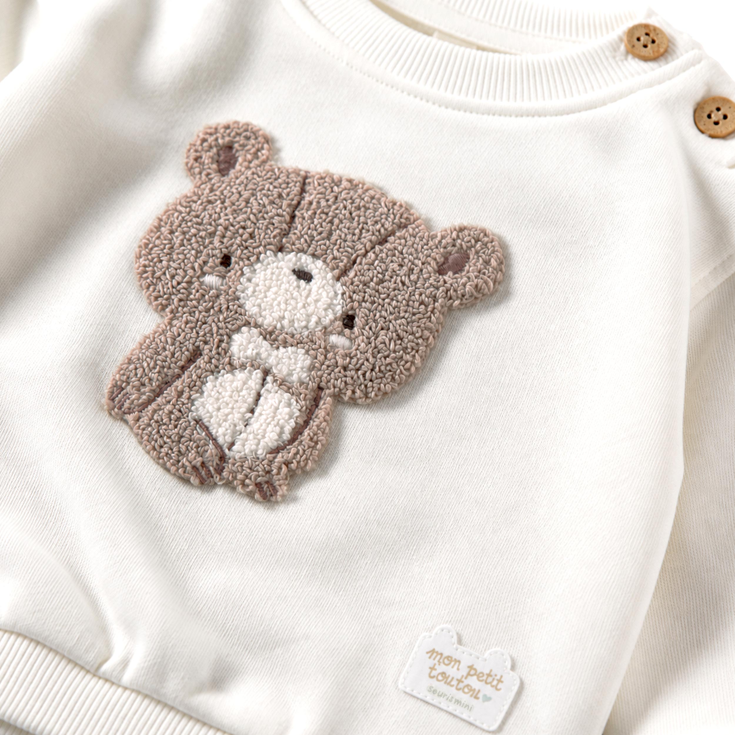 Cream sweatshirt with bear illustration, baby