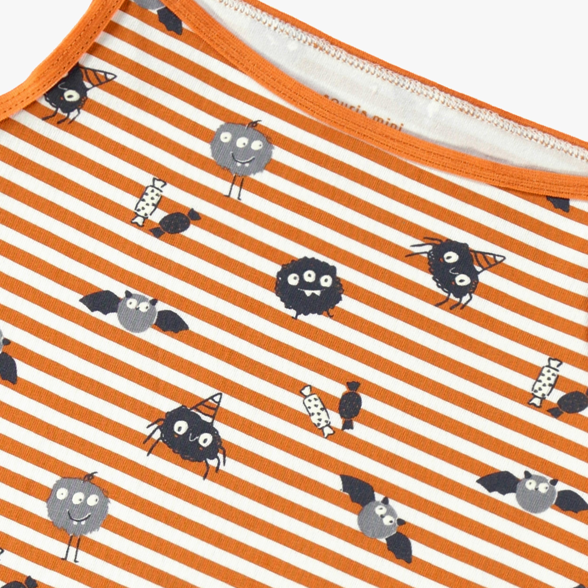 Camisole orange à rayures et motifs d’Halloween, enfant