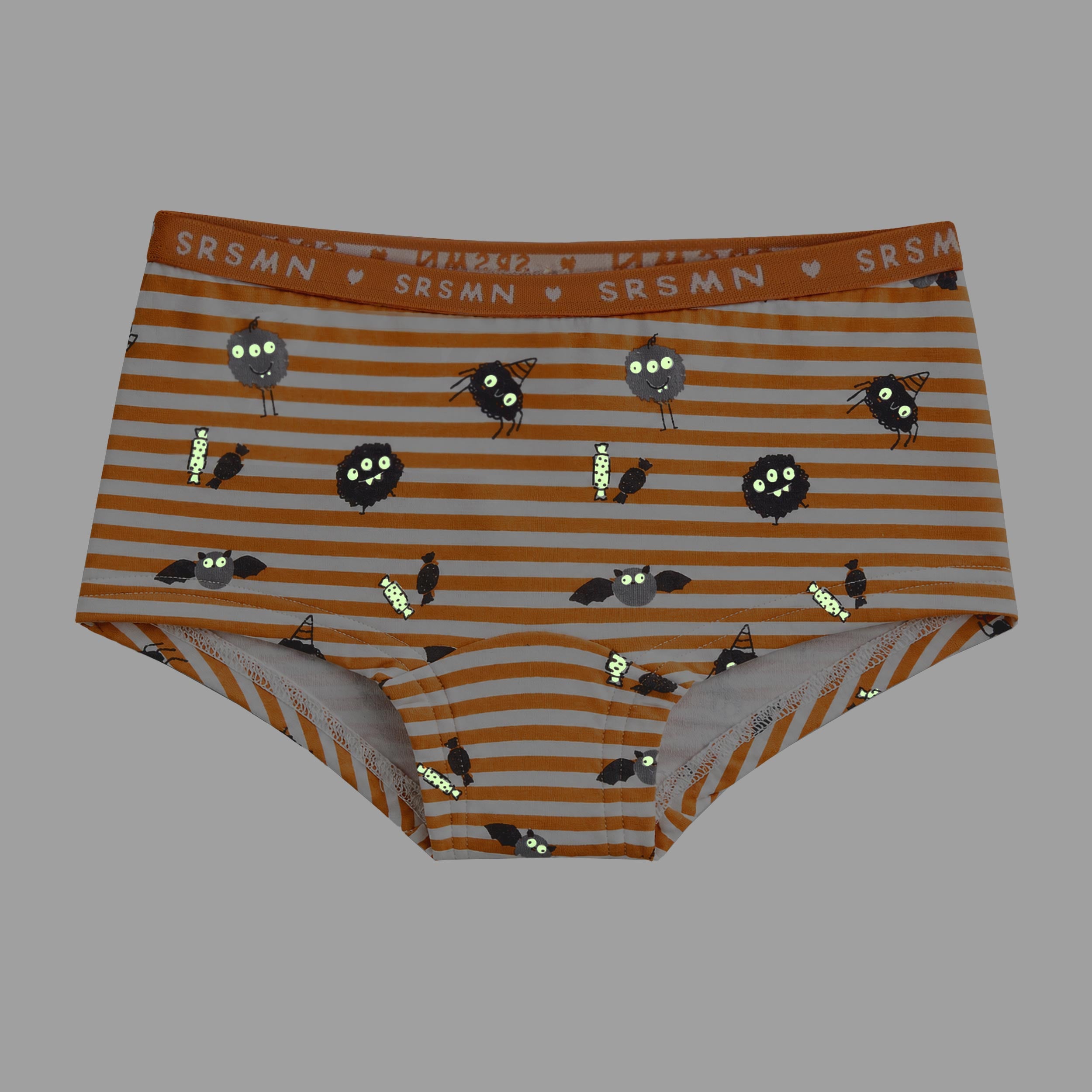 Culotte garçonne orange à rayures et motifs d’Halloween, enfant