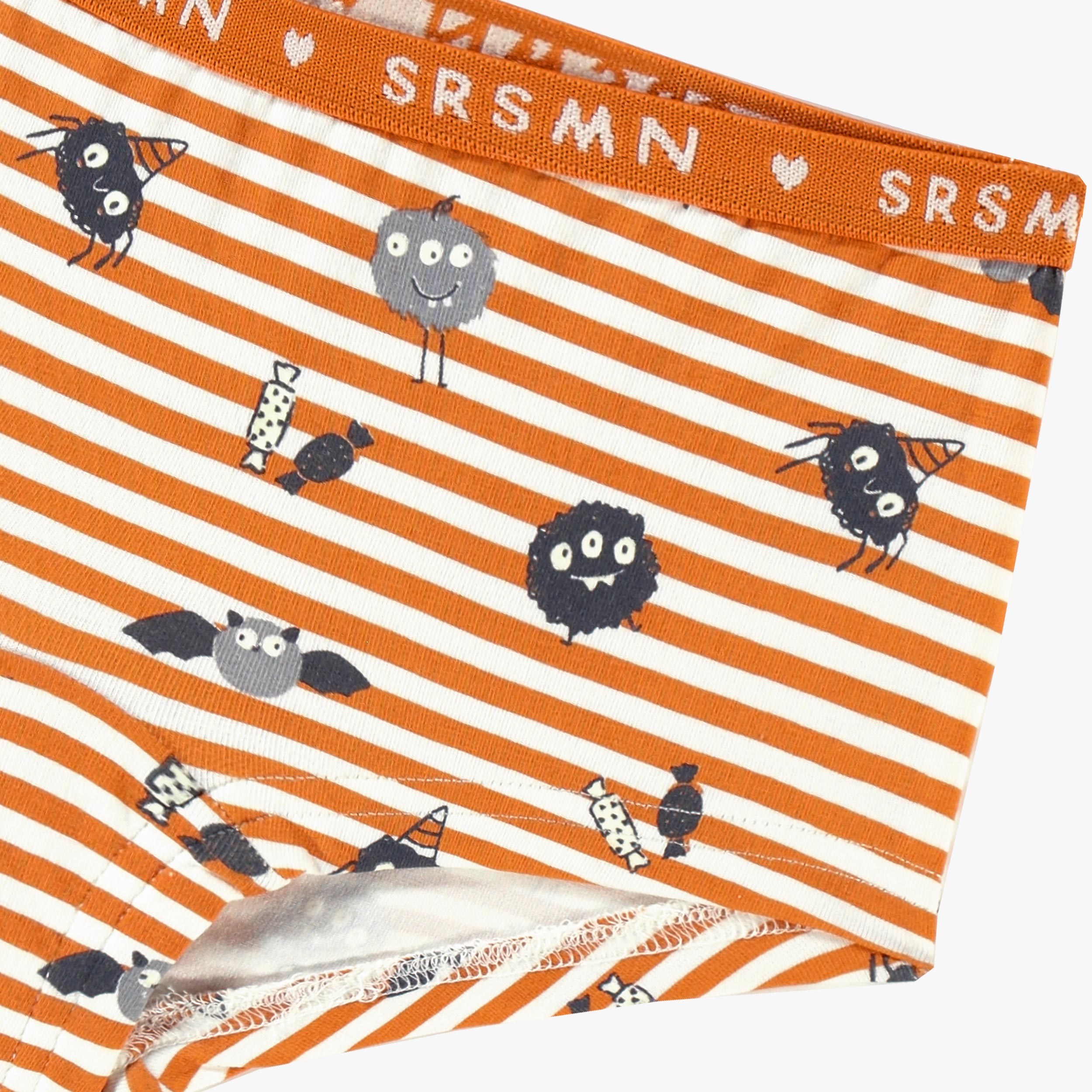 Culotte garçonne orange à rayures et motifs d’Halloween, enfant