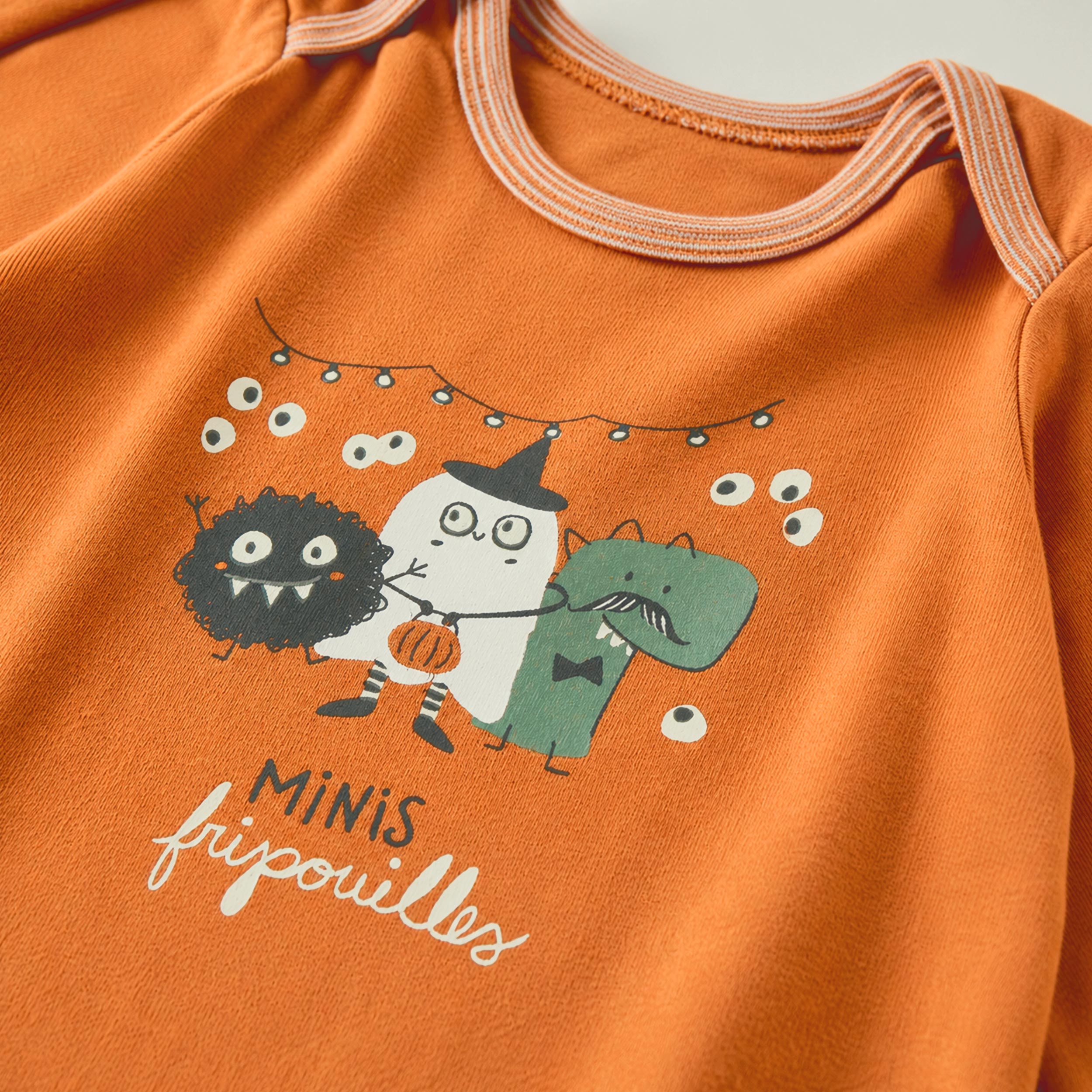 Cache-couche orange avec illustration d’Halloween, bébé