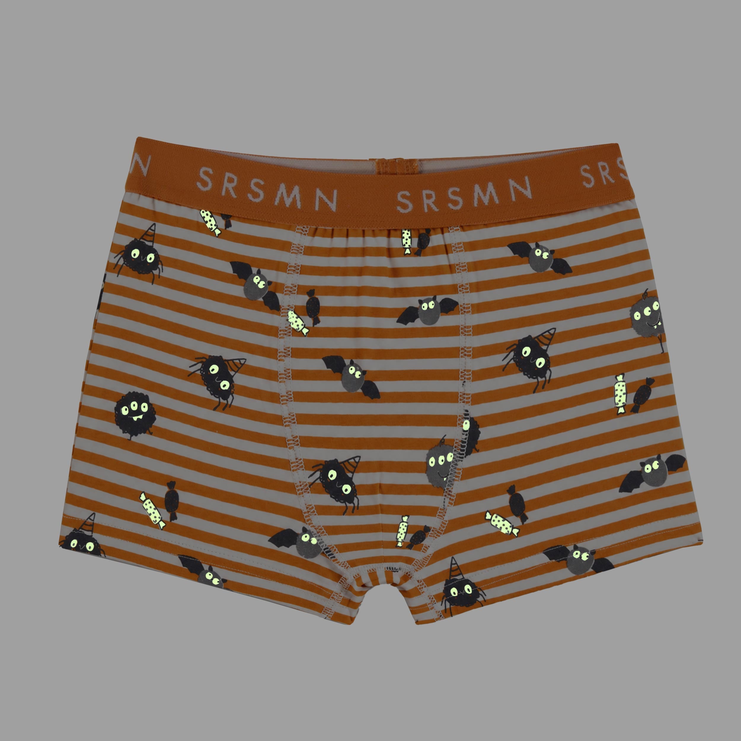 Boxer ajusté orange à rayures et motifs d’Halloween, enfant