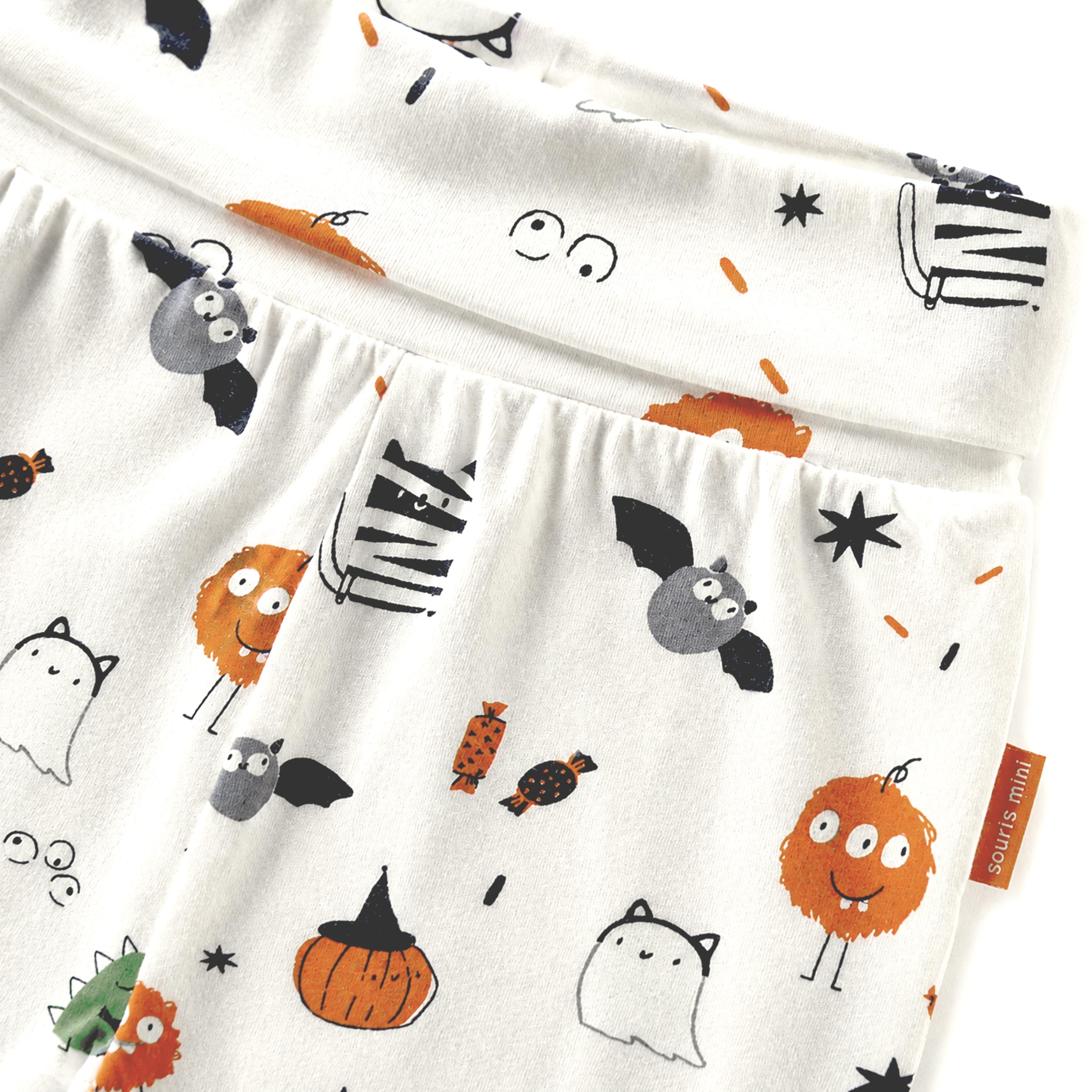 Pantalon évolutif crème à imprimé d’Halloween, bébé
