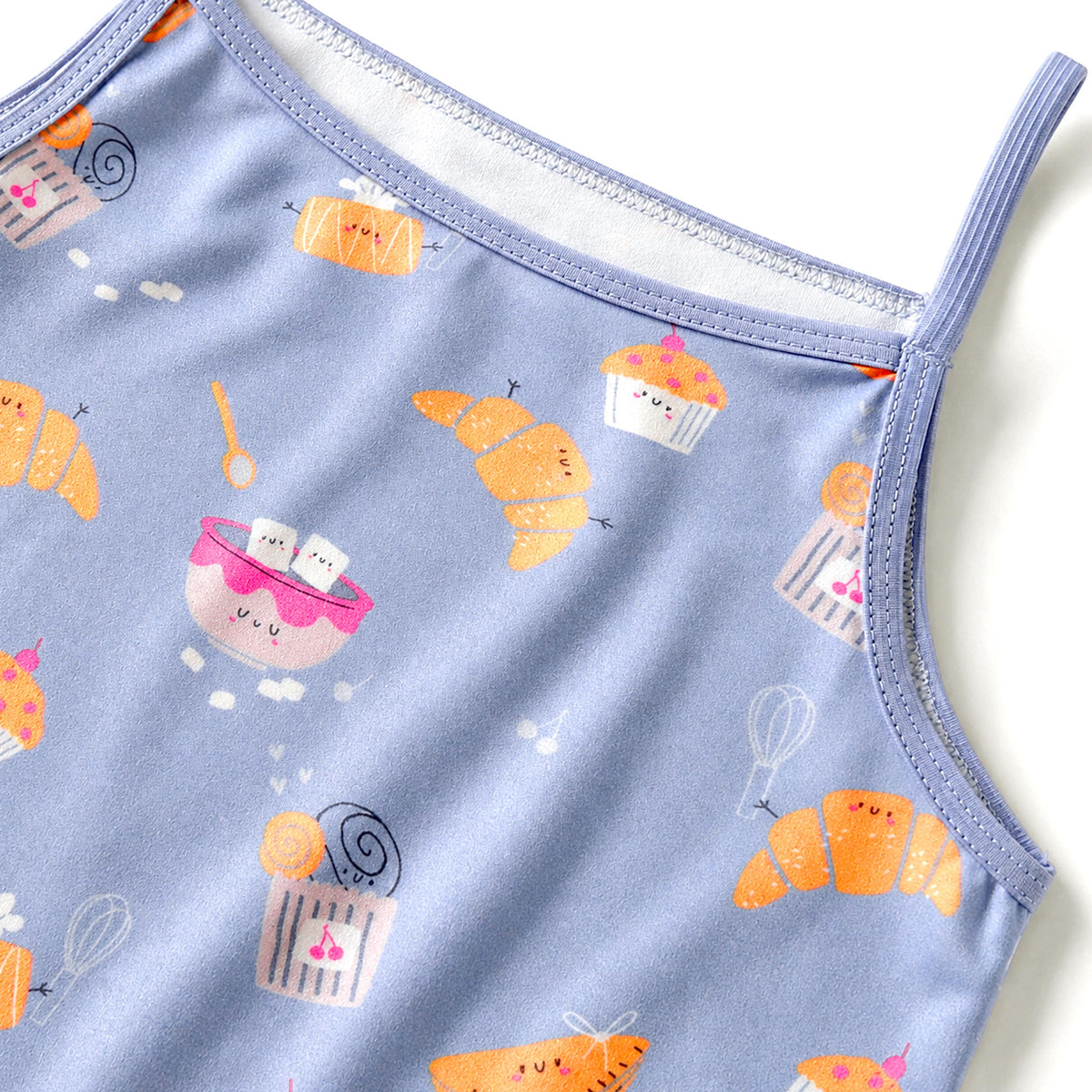 Blue camisole with croissant print, child