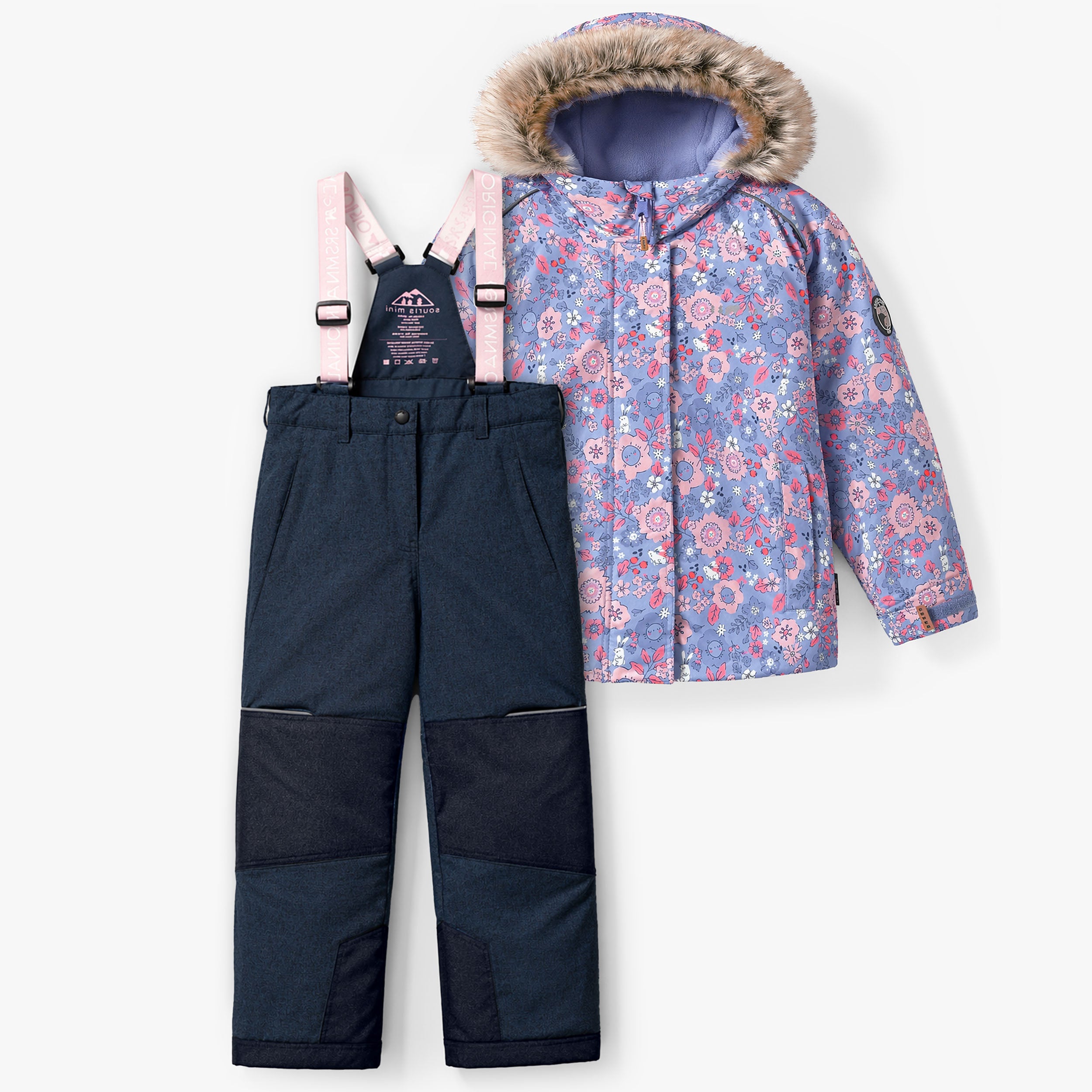 Purple Floral Two-Piece Snowsuit, child