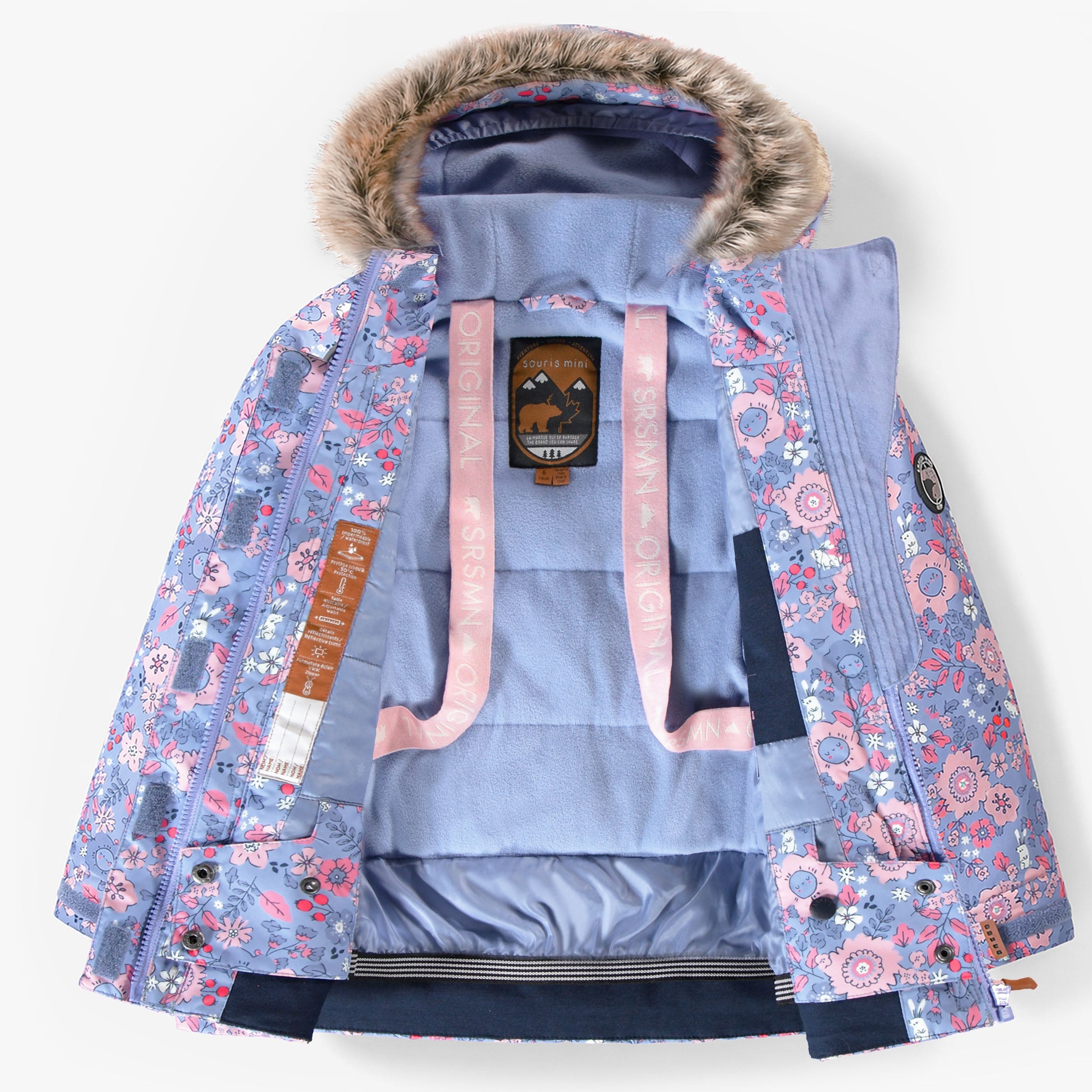 Purple Floral Two-Piece Snowsuit, child