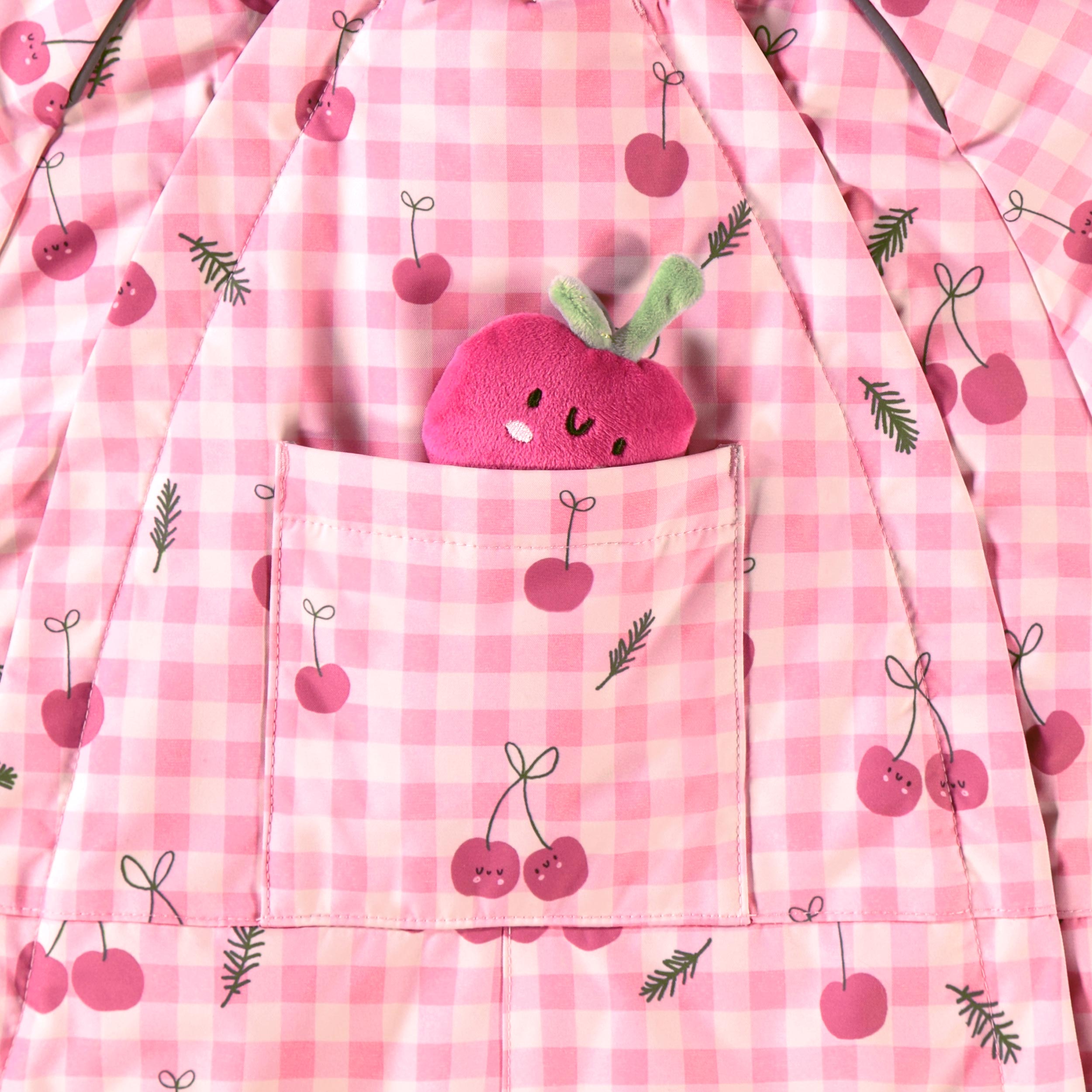 Pink Gingham One-Piece Snowsuit with Print, baby
