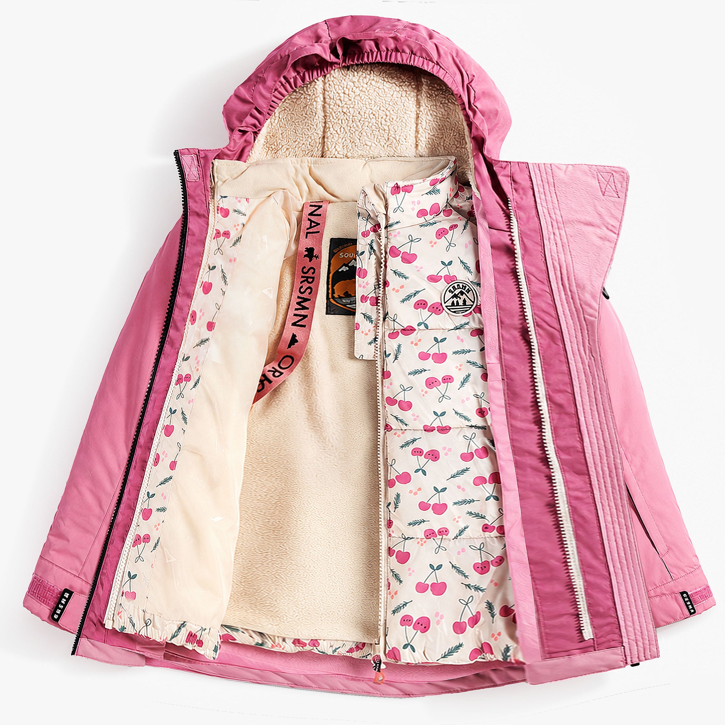 Habit de neige 3 en 1 rose et noir, enfant