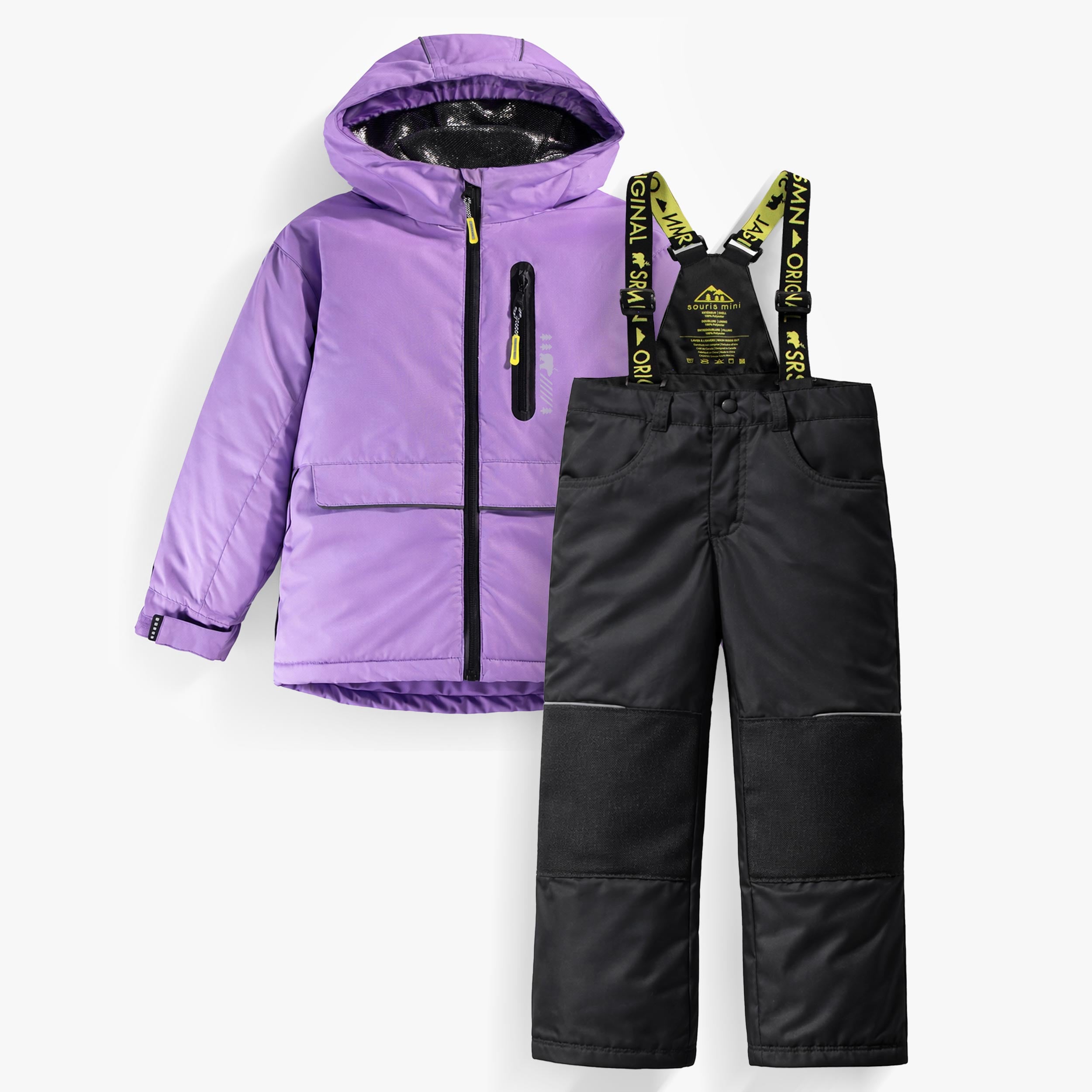 Habit de neige deux pièces PERFO+ mauve et noir, enfant