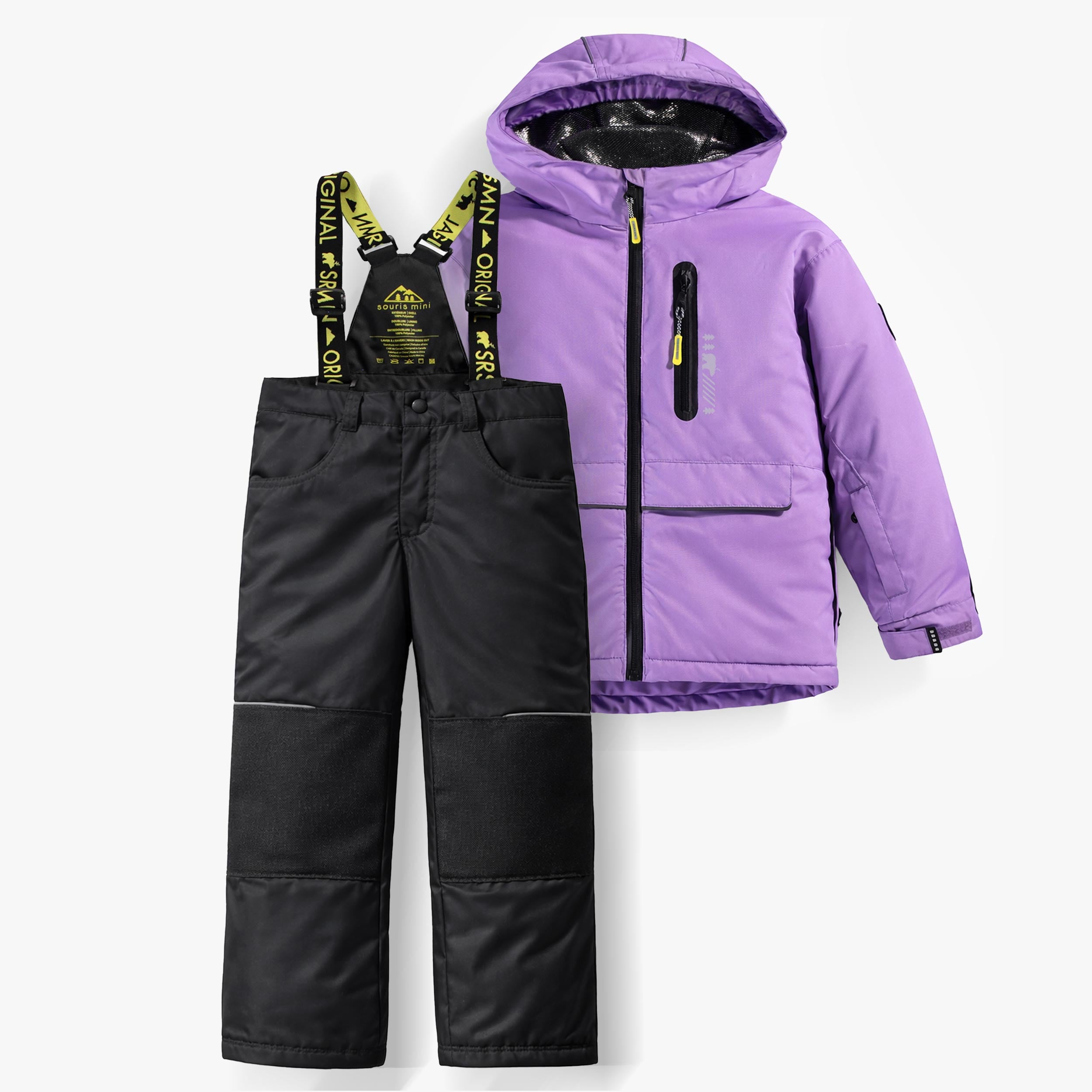 Habit de neige deux pièces PERFO+ mauve et noir, enfant