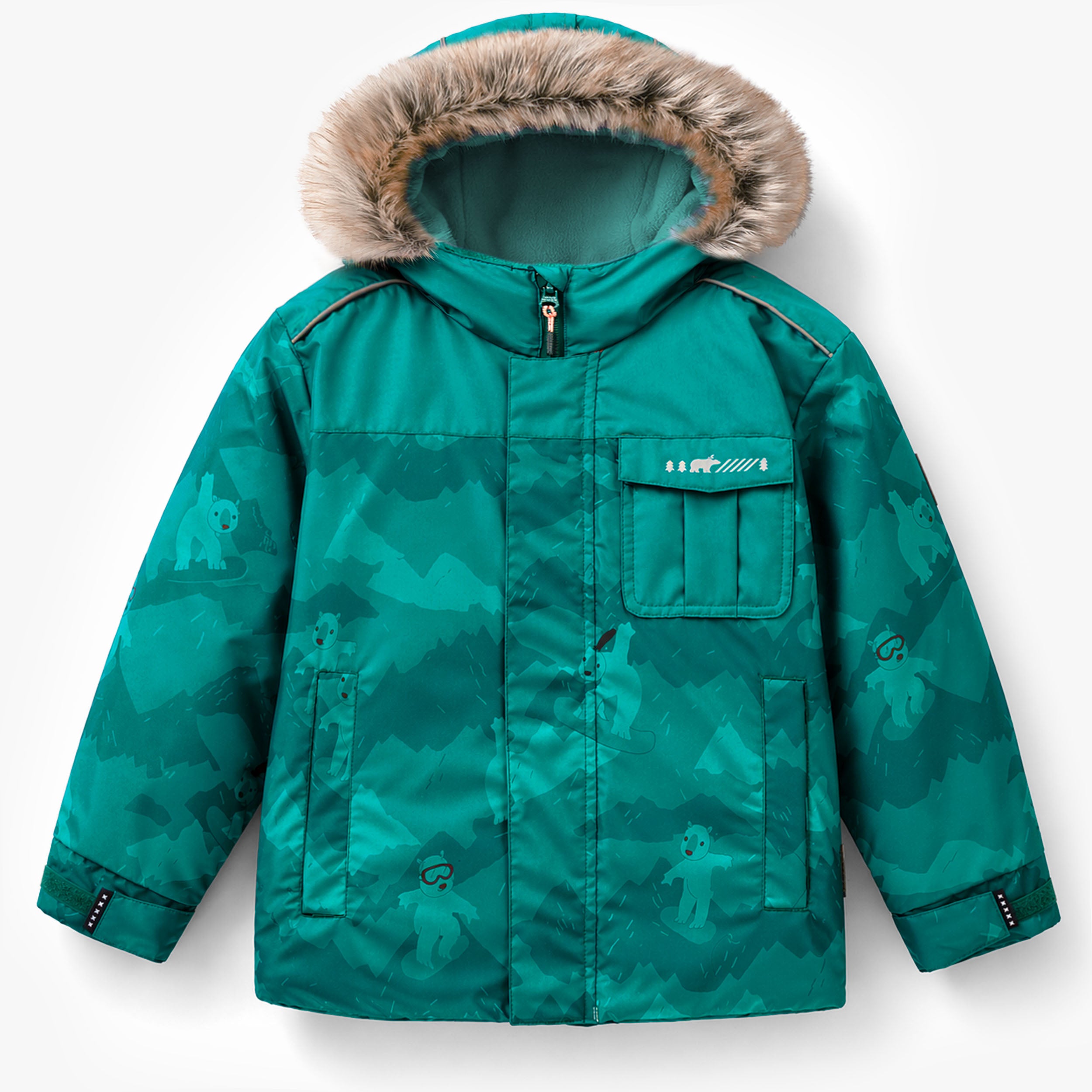 Habit de neige deux pièces turquoise à imprimé, enfant