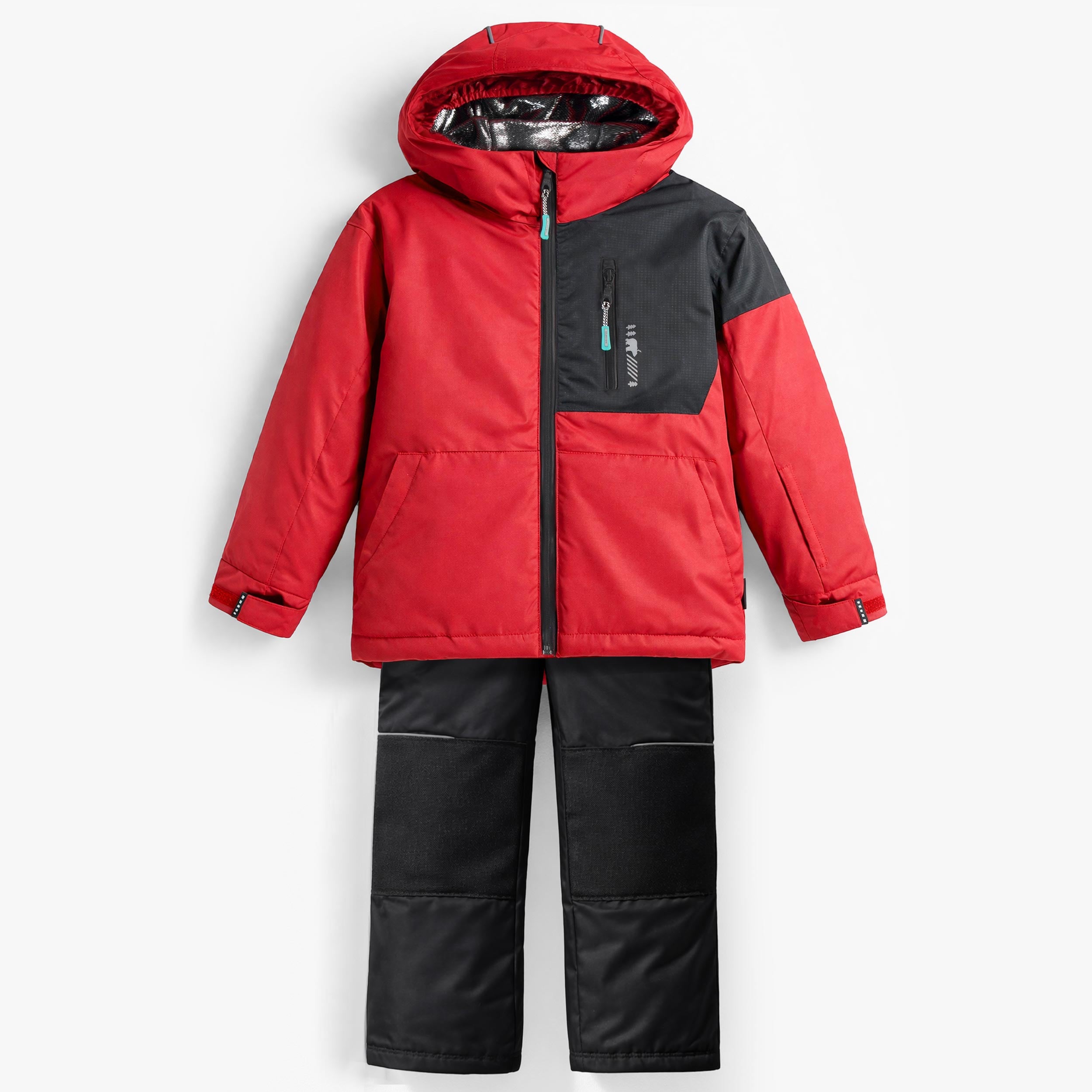 Habit de neige deux pièces PERFO+ rouge et noir, enfant