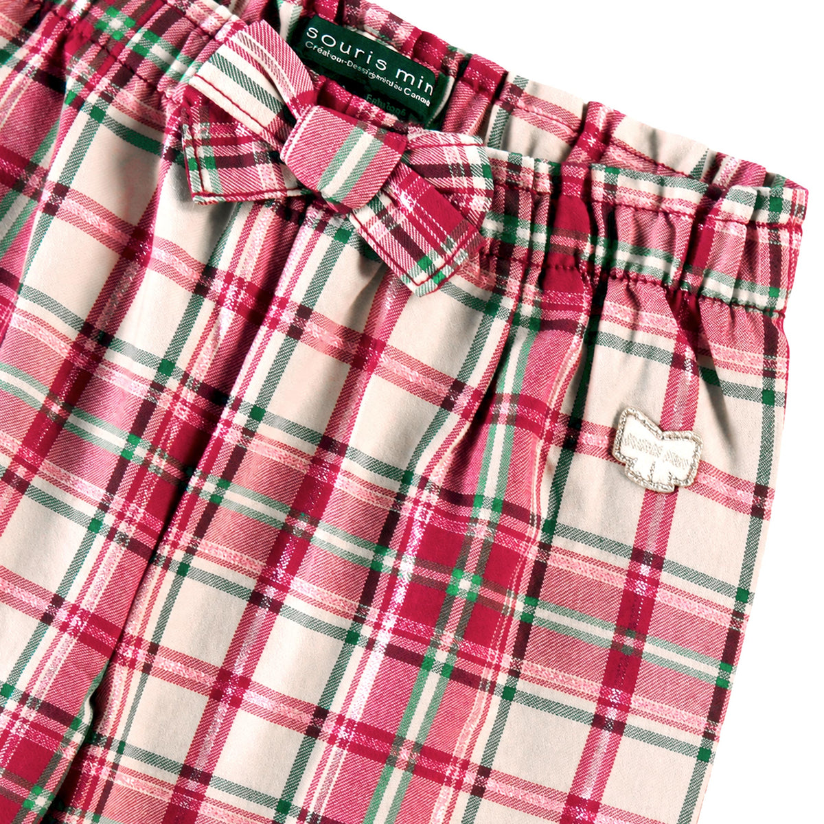 Red and cream plaid flannel pants, baby