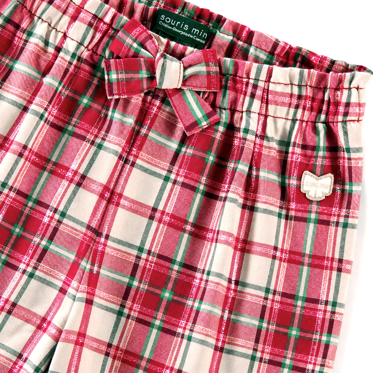 Pantalon rouge et crème à carreaux en flanelle, enfant