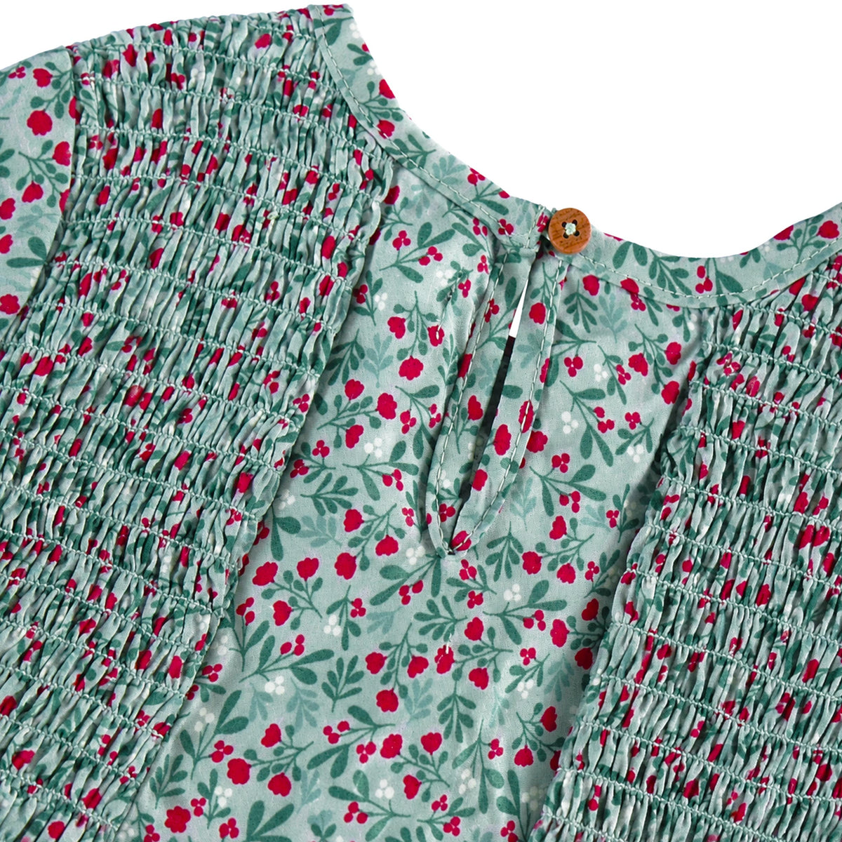 Turquoise viscose dress with floral print, baby