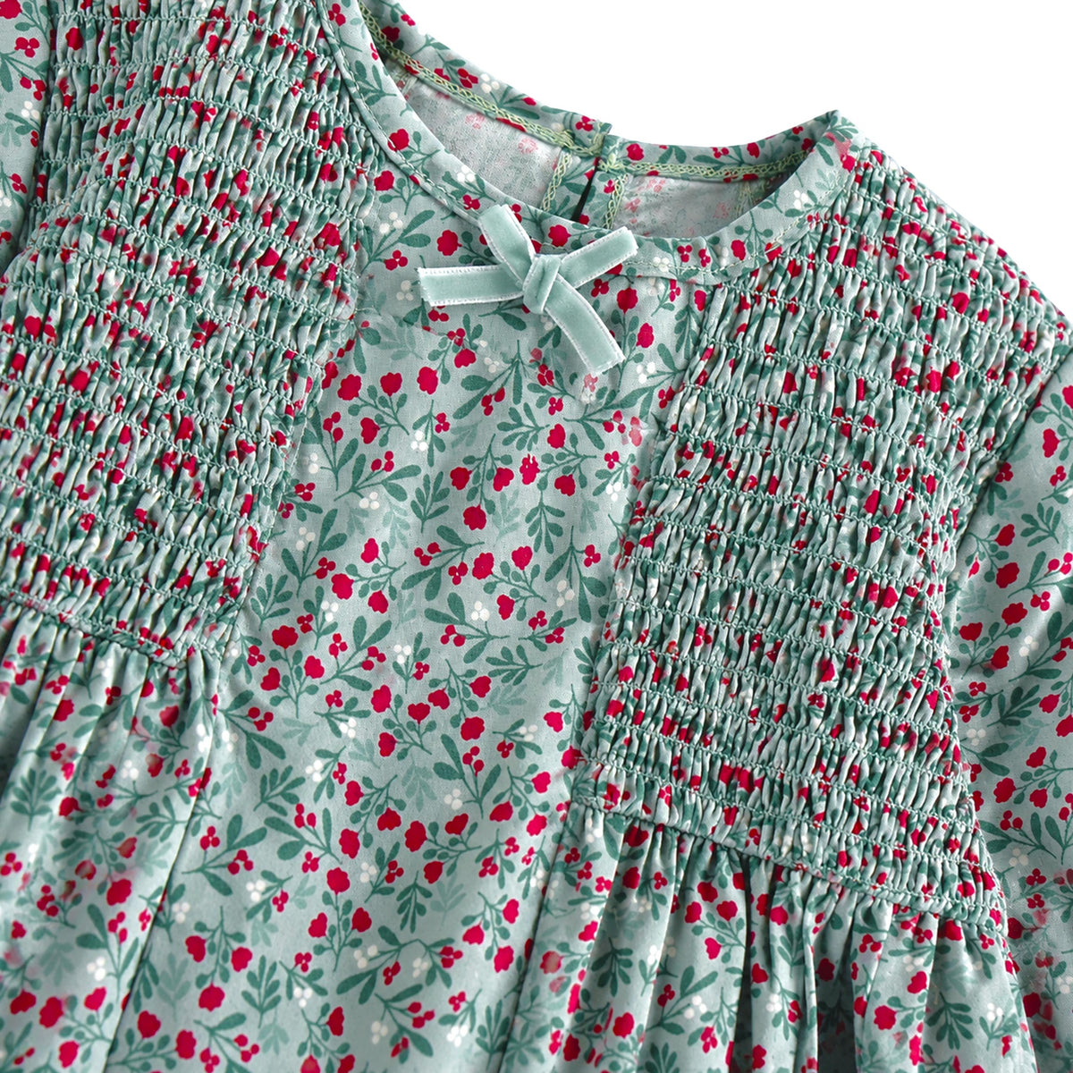 Turquoise viscose dress with floral print, baby