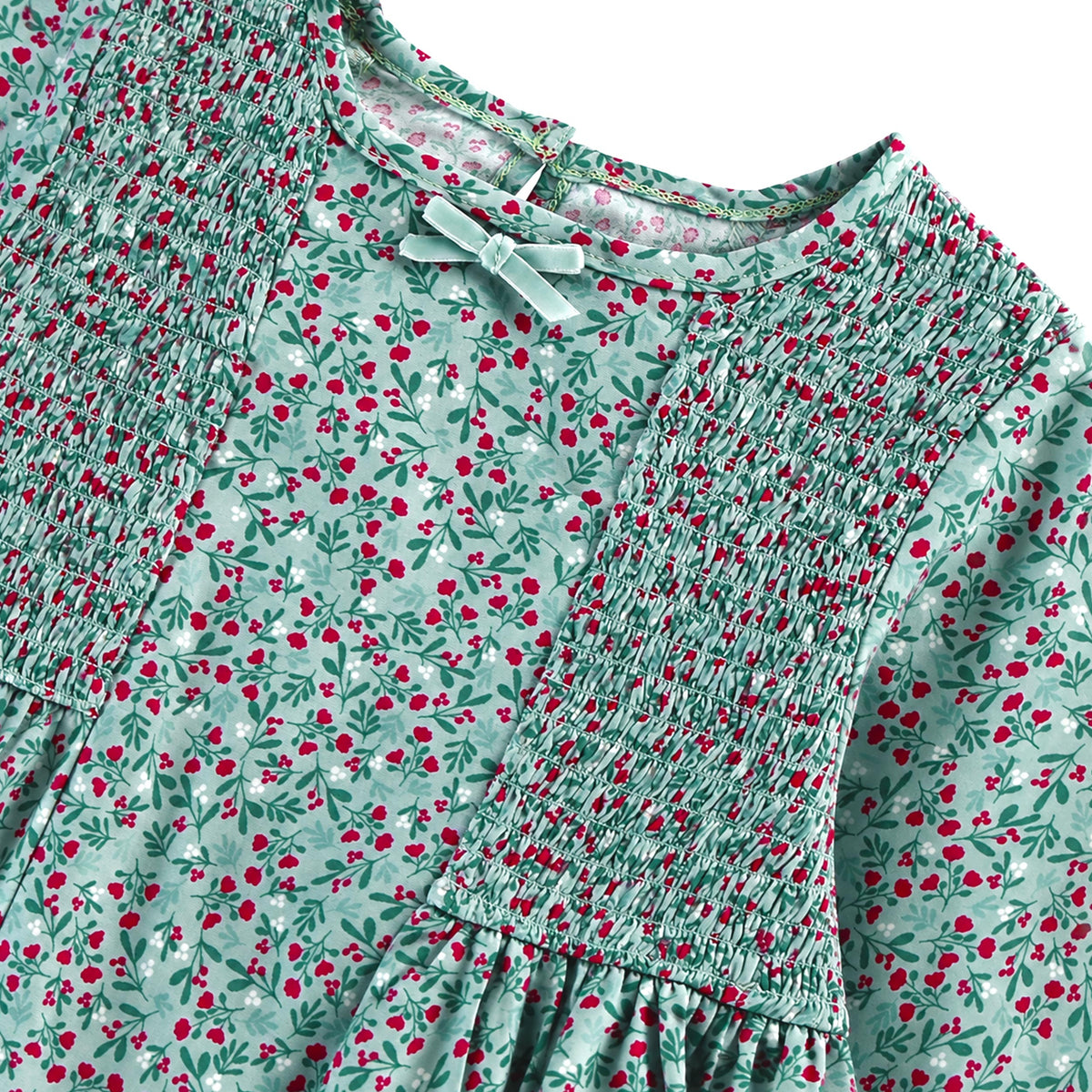 Robe turquoise à imprimé floral en viscose, enfant