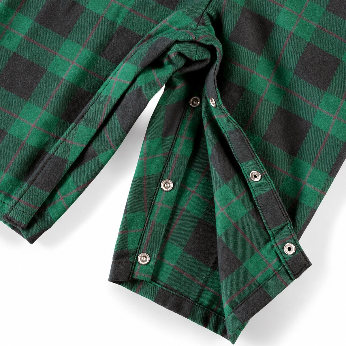 Green plaid flannel one-piece, newborn