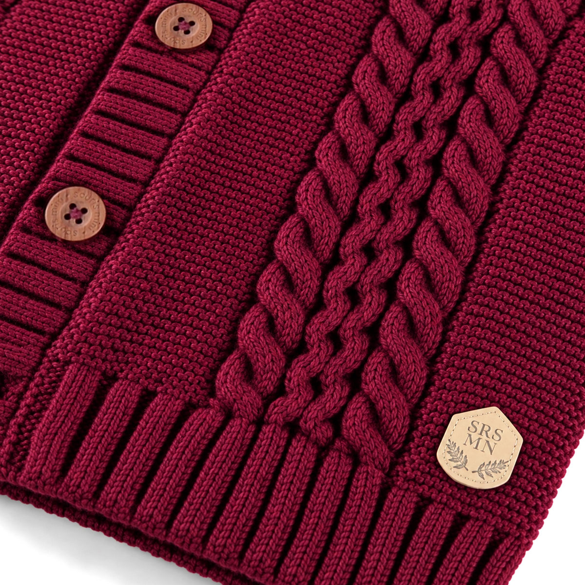 Burgundy knit sleeveless cardigan, baby