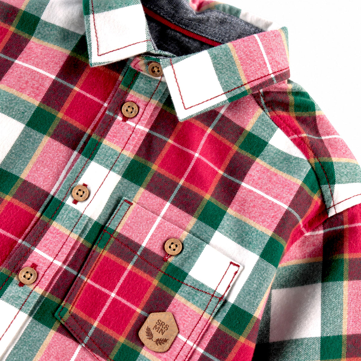 Red and green plaid flannel shirt, baby
