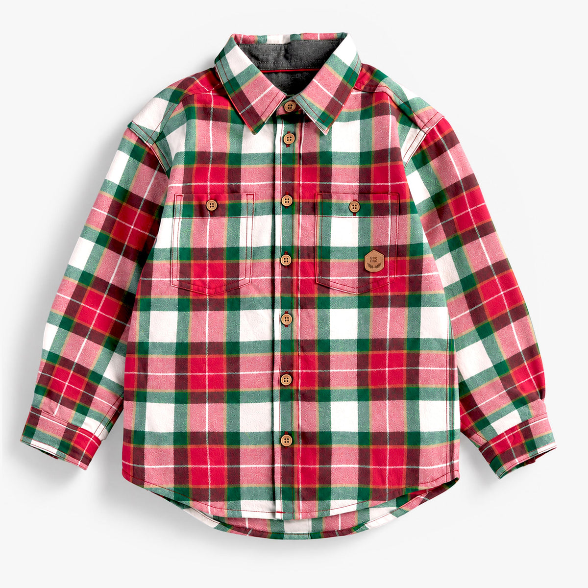 Chemise rouge et verte à carreaux en flanelle, enfant