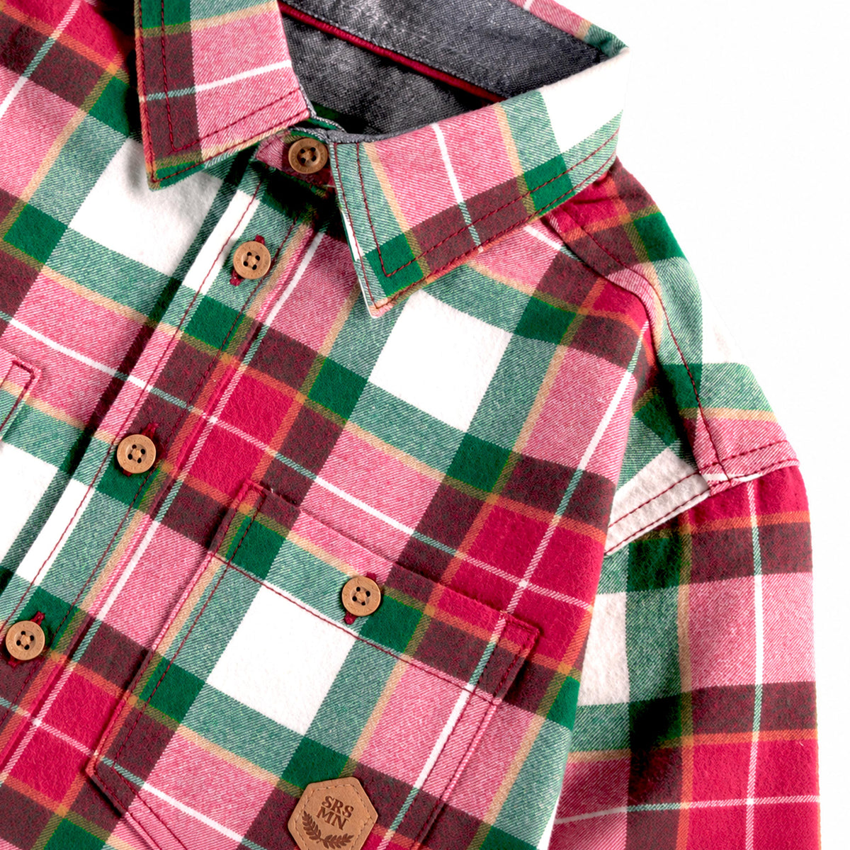 Chemise rouge et verte à carreaux en flanelle, enfant
