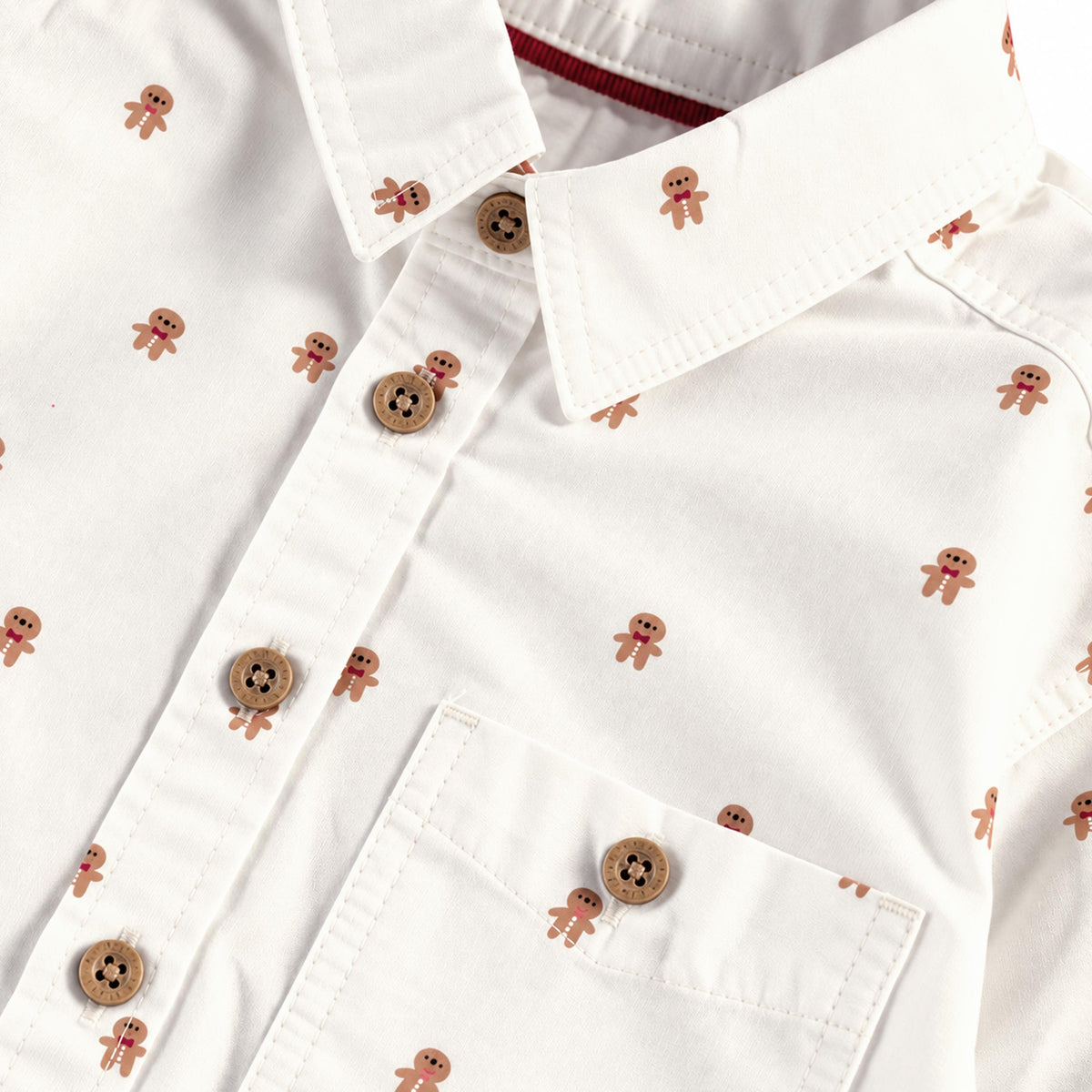 Chemise crème en popeline à motifs des Fêtes, enfant