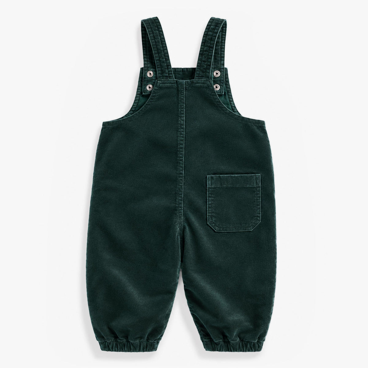 Green stretch velvet overalls, baby