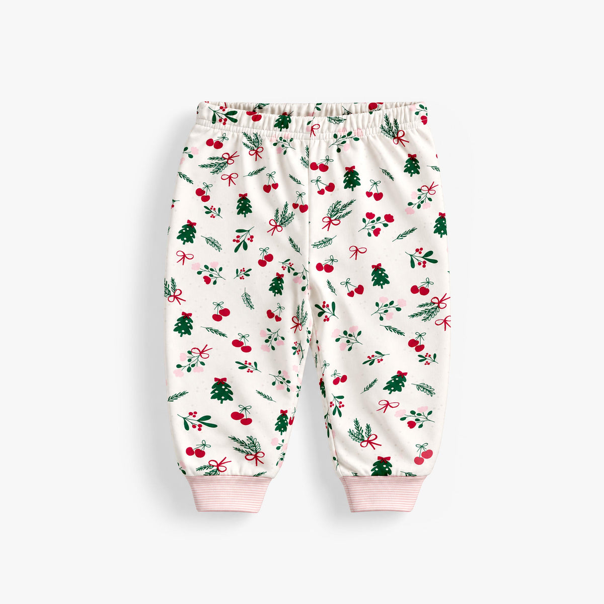  Cream two-piece holiday print pajamas, baby