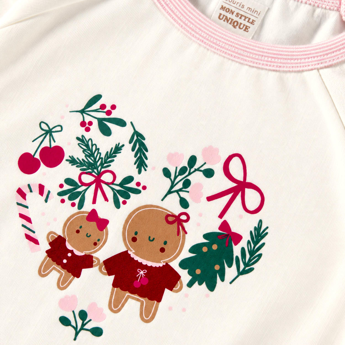 Cream two-piece holiday print pajamas, baby