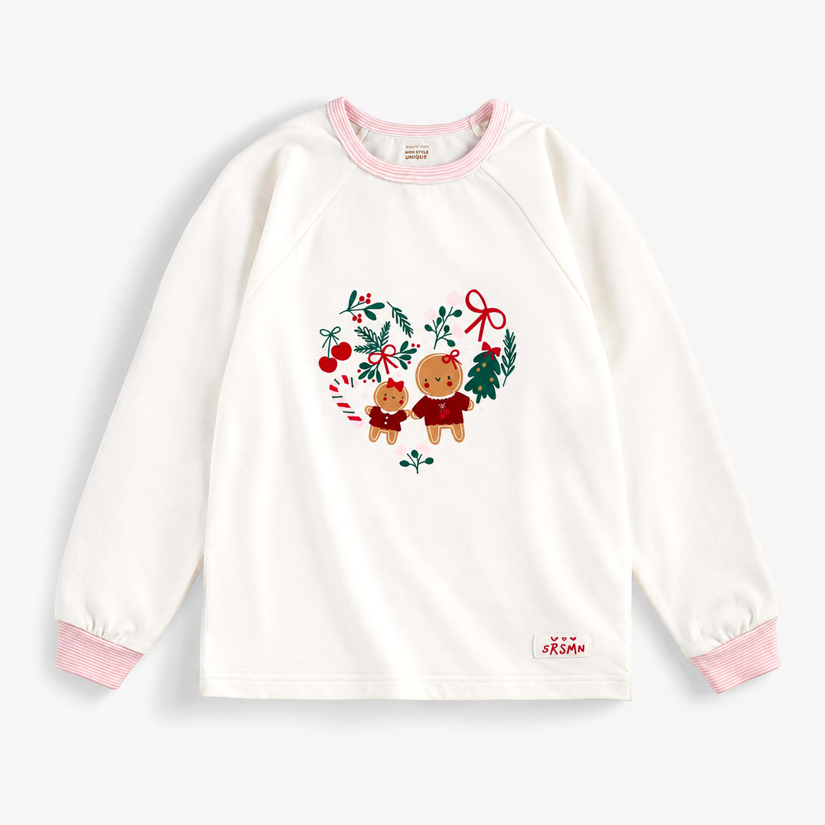 Pyjama deux pièces crème à motifs des Fêtes, enfant