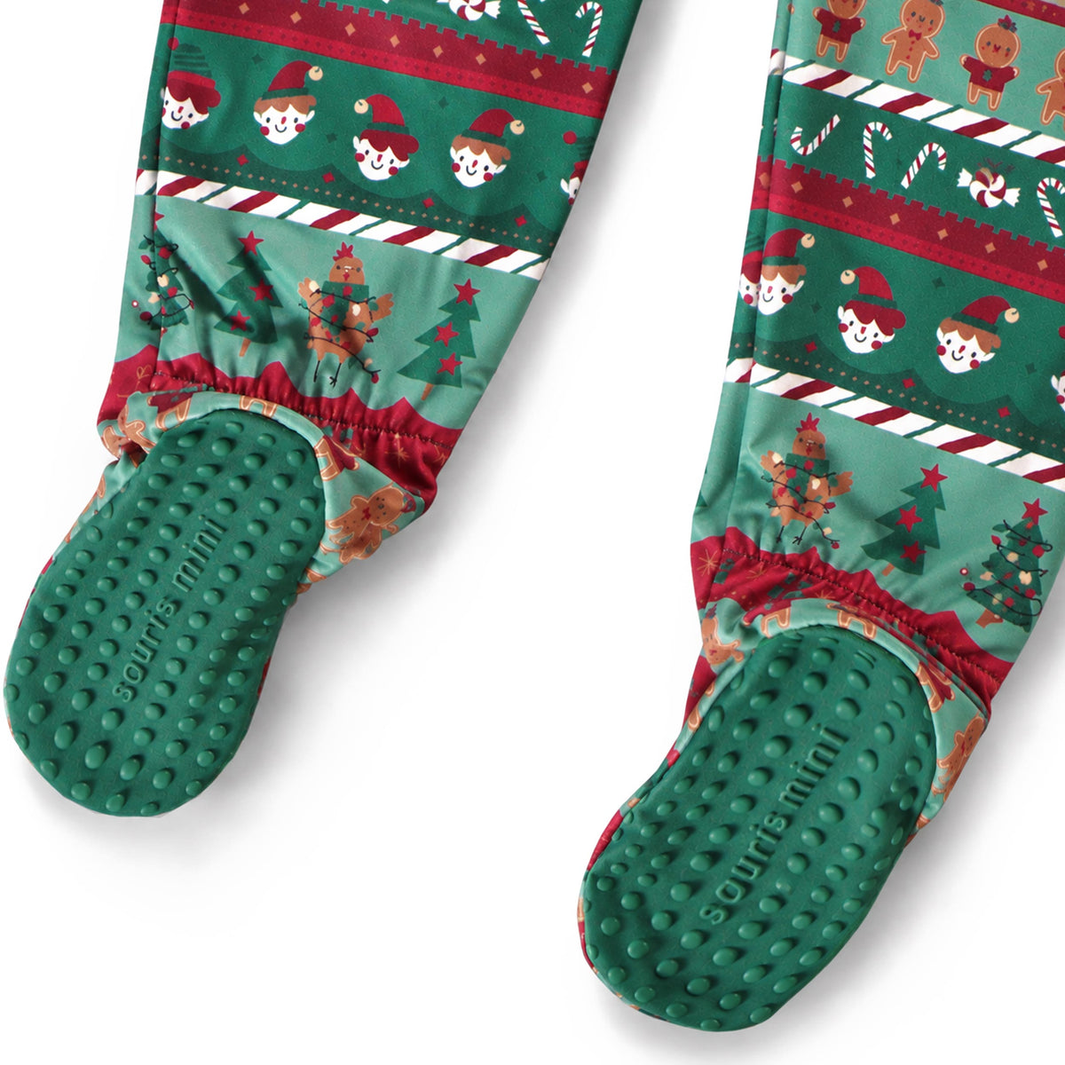Pyjama une pièce vert forêt à motifs des Fêtes, bébé