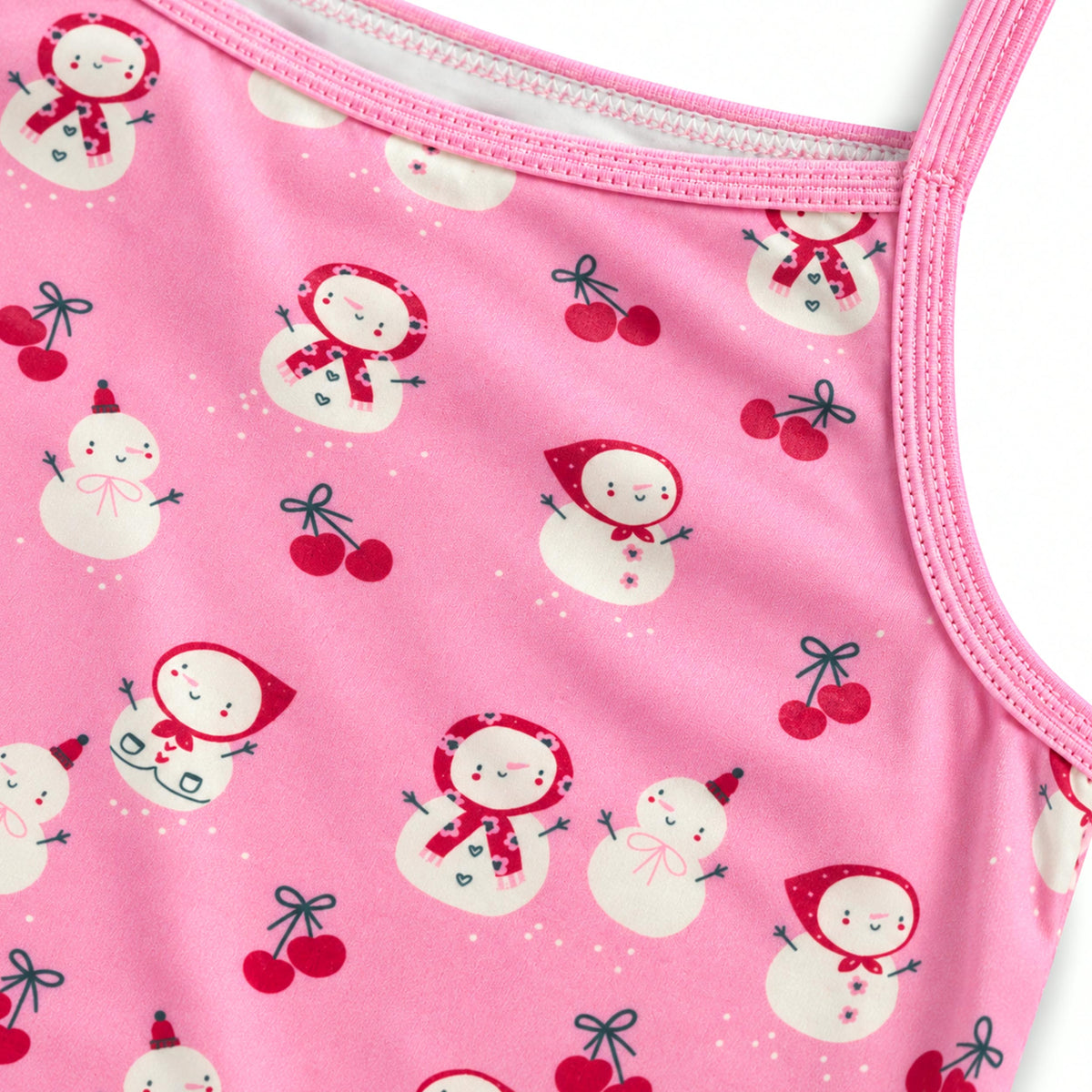 Camisole rose à bonhommes de neige, enfant