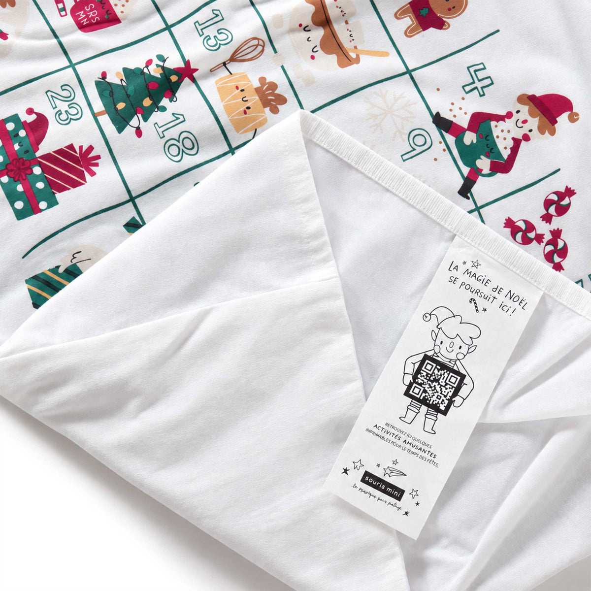 Holiday reversible cream pillowcase