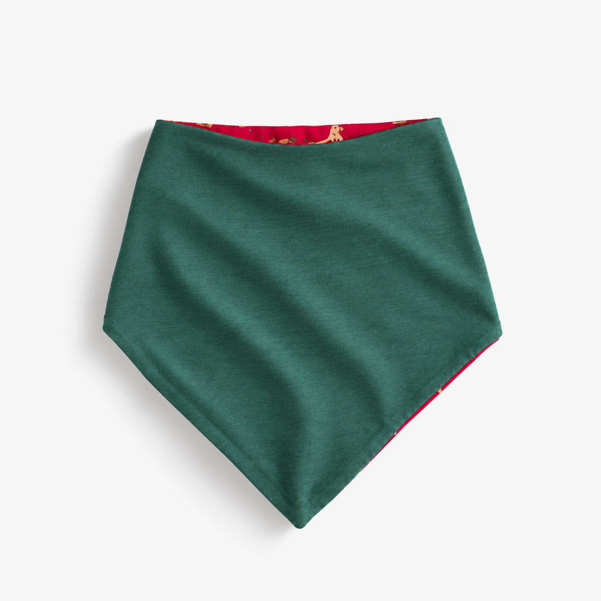 Red dog scarf with holiday print