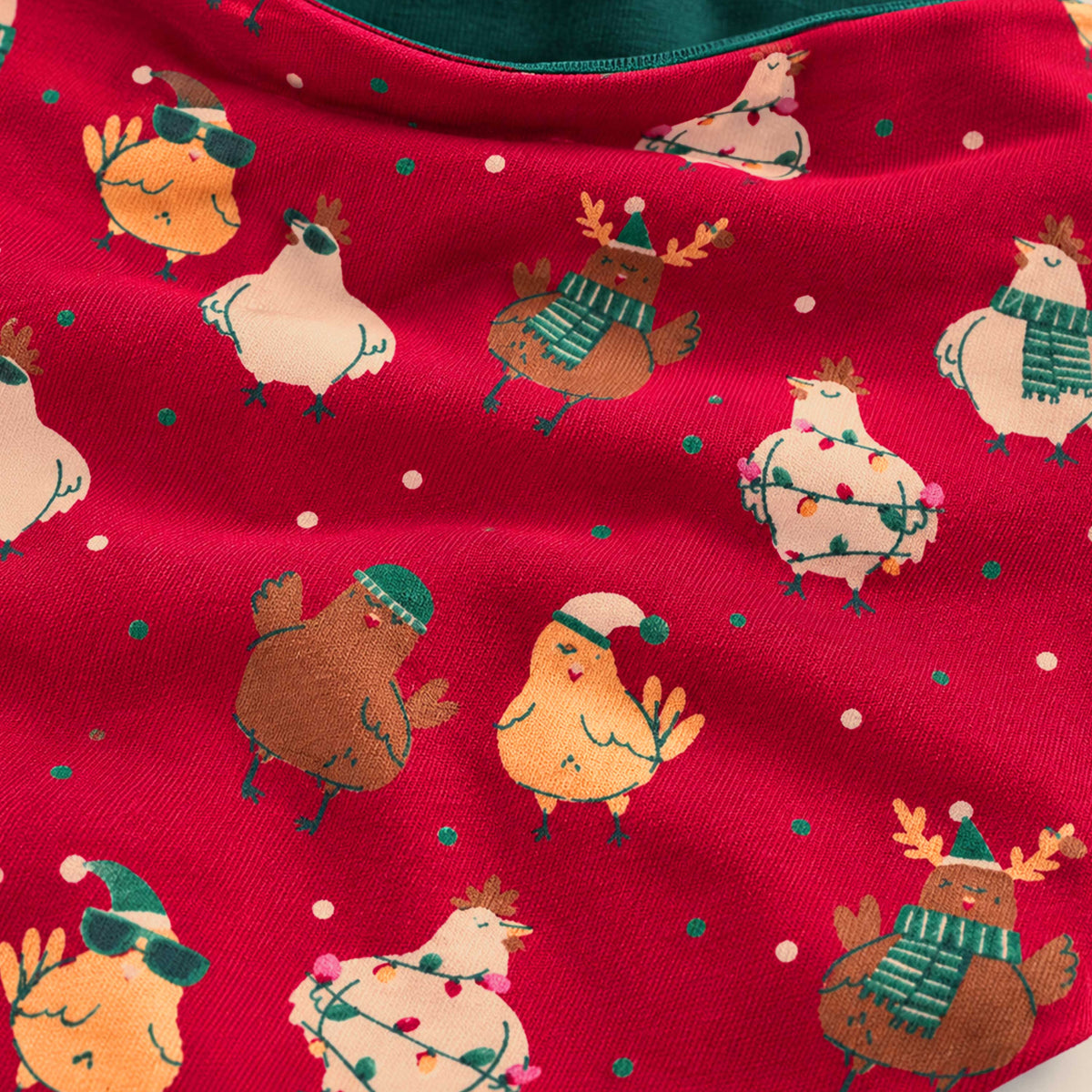 Red dog scarf with holiday print