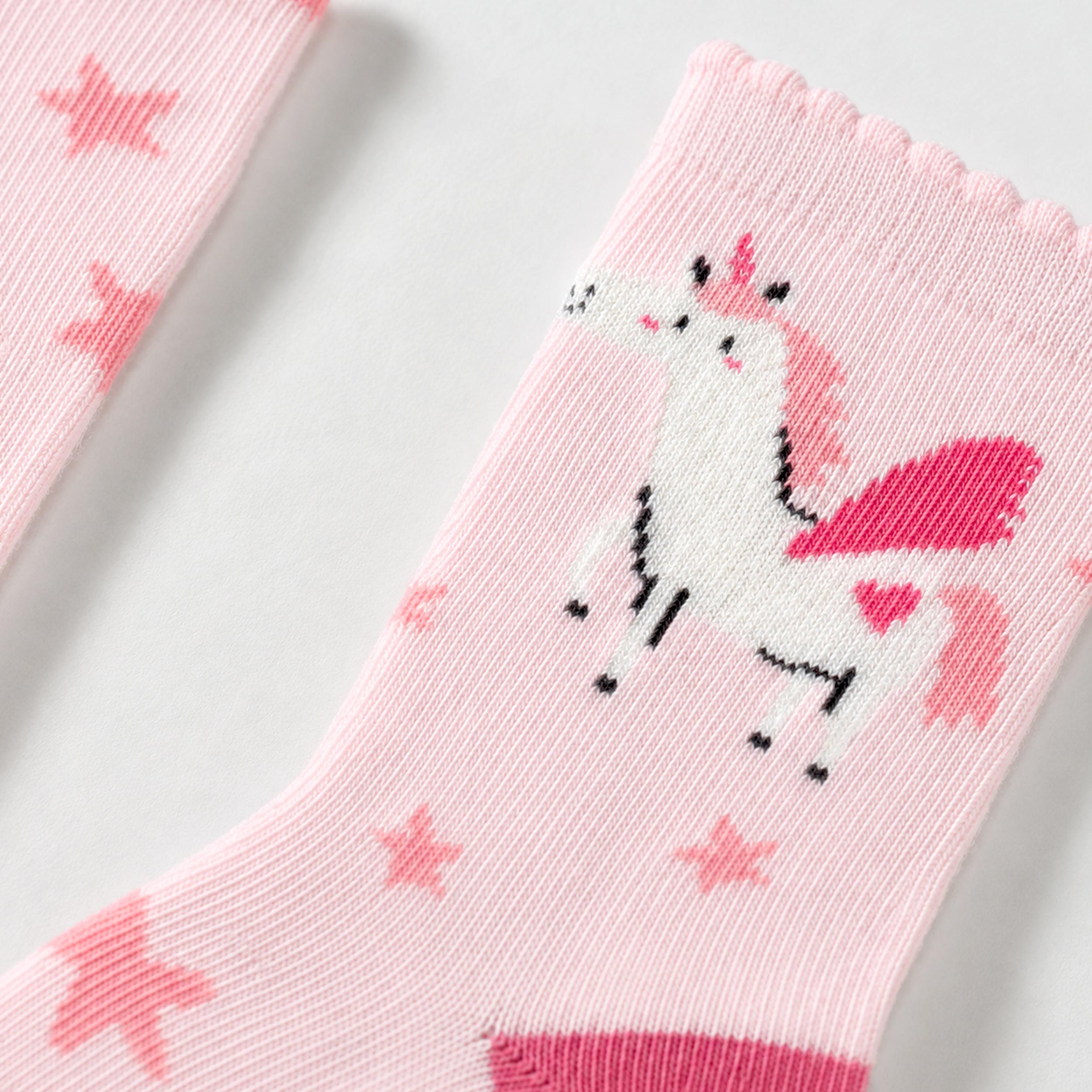 Pink unicorn print socks, baby girl