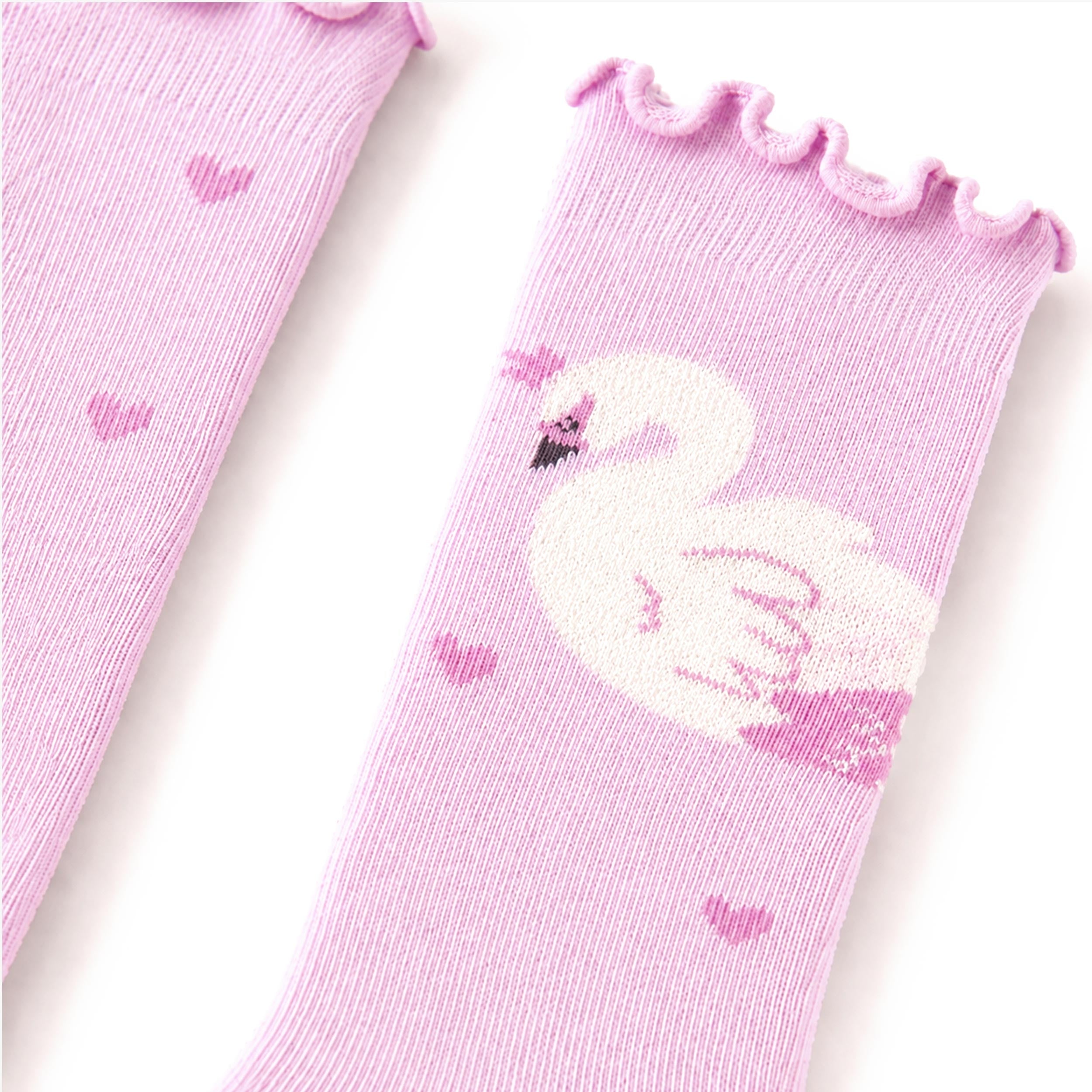 Chaussettes roses à motif cygne, enfant fille